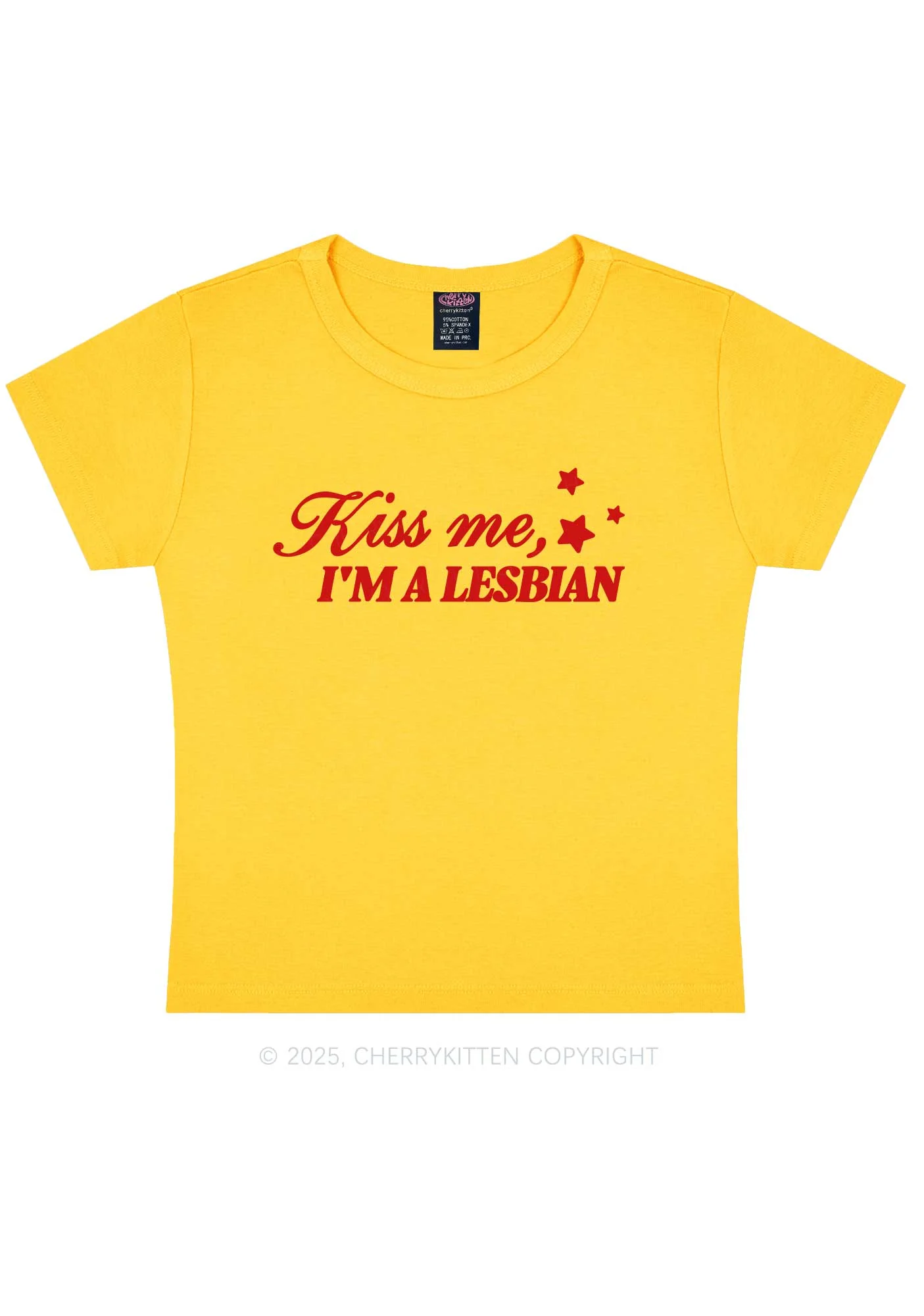 Kiss Me Im Lesbian Pride Y2K Baby Tee Cherrykitten - Image 6