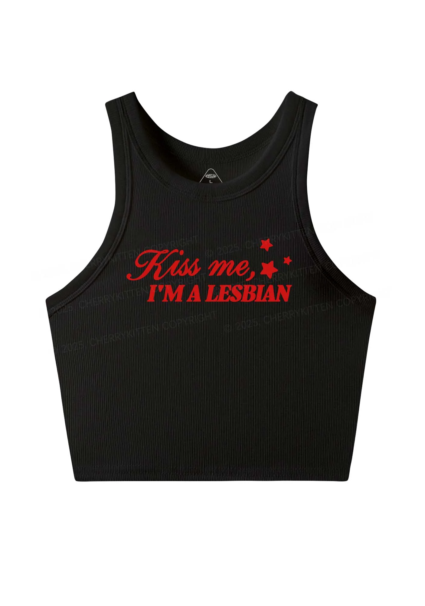 Kiss Me Im Lesbian Pride Y2K Crop Tank Top Cherrykitten - Image 3