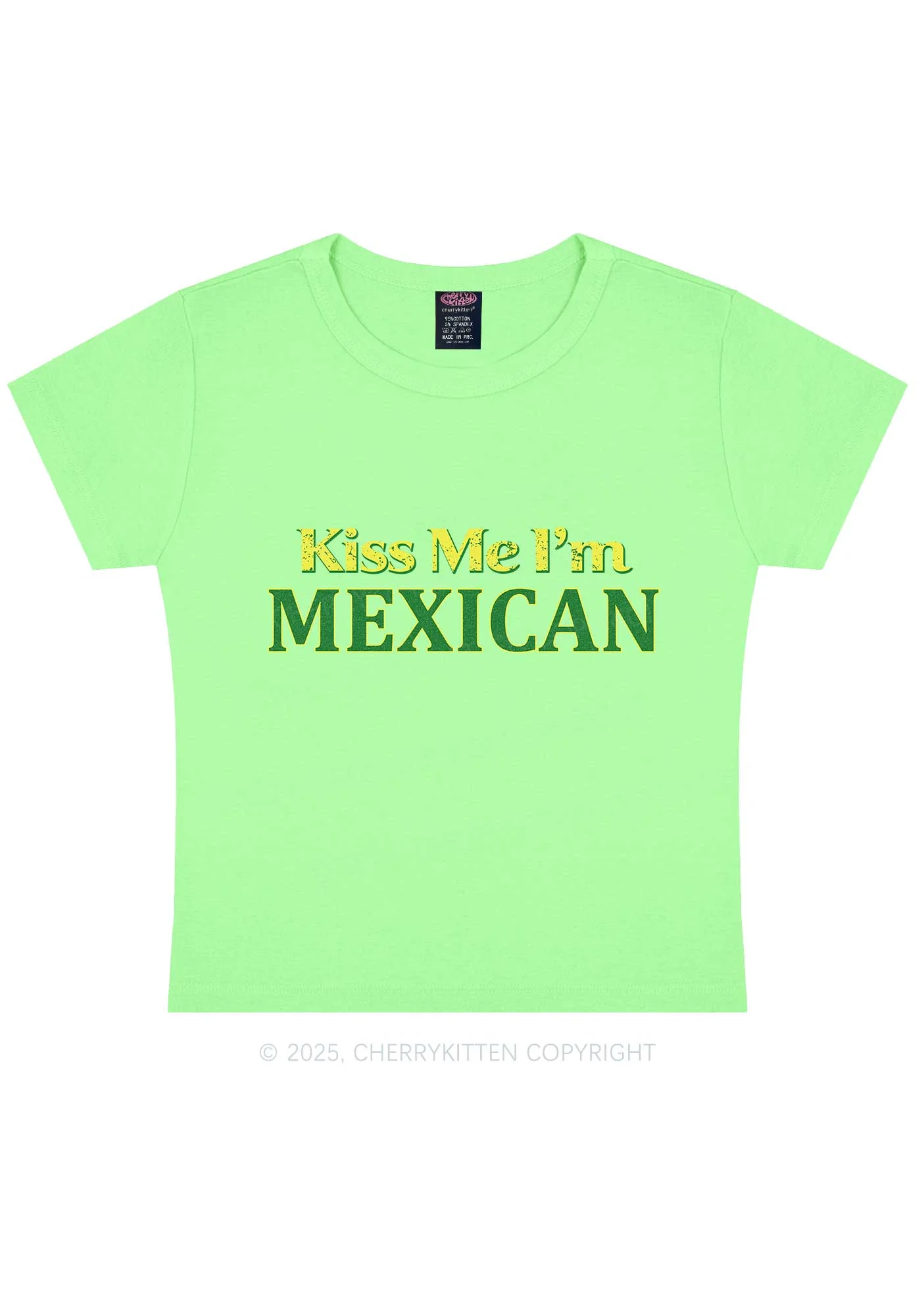 Kiss Me Im Mexican St Patricks Y2K Baby Tee Cherrykitten - Image 10