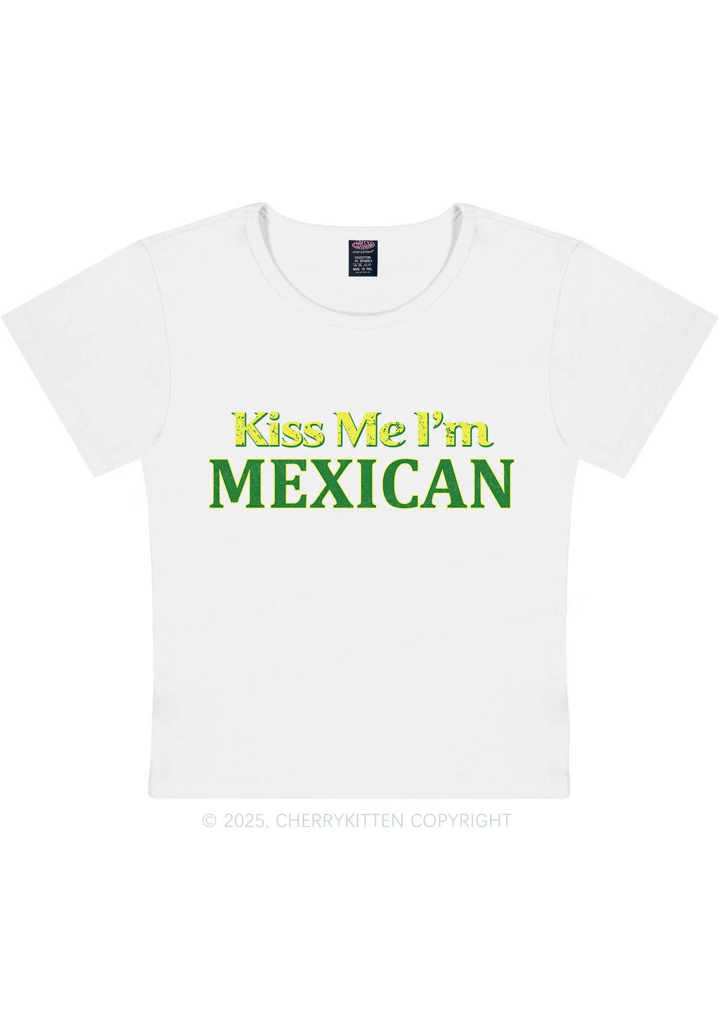 Kiss Me Im Mexican St Patricks Y2K Baby Tee Cherrykitten - Image 4