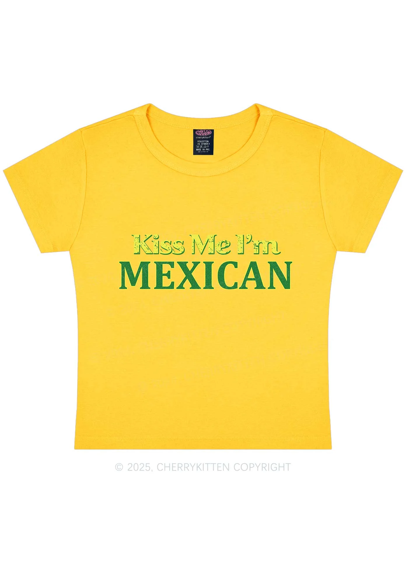Kiss Me Im Mexican St Patricks Y2K Baby Tee Cherrykitten - Image 5