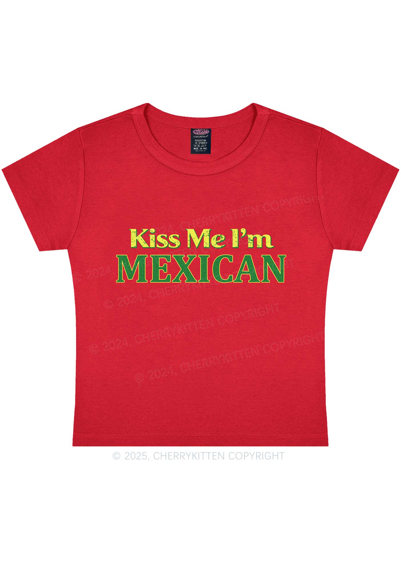 Kiss Me Im Mexican St Patricks Y2K Baby Tee Cherrykitten - Image 6