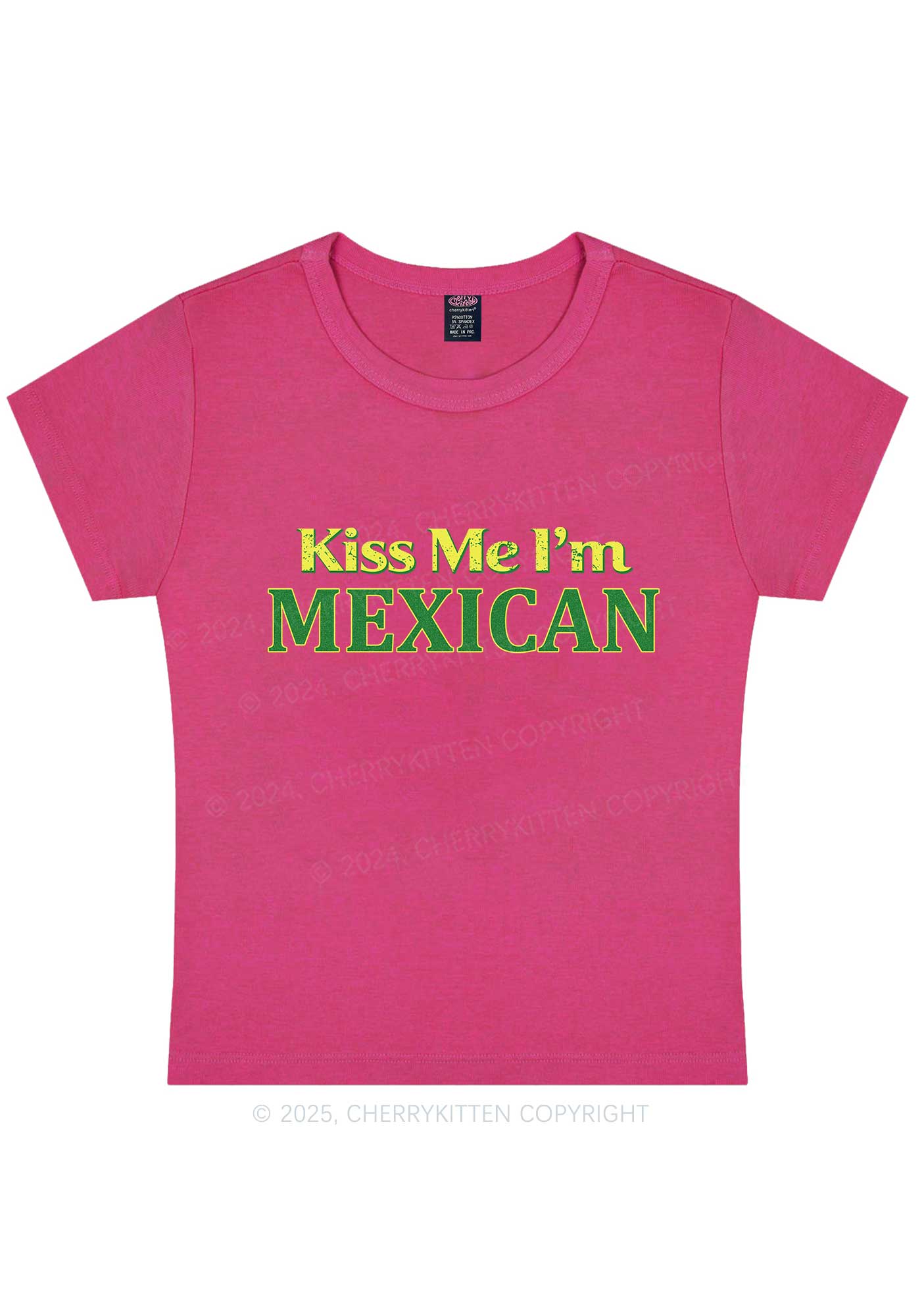 Kiss Me Im Mexican St Patricks Y2K Baby Tee Cherrykitten - Image 8