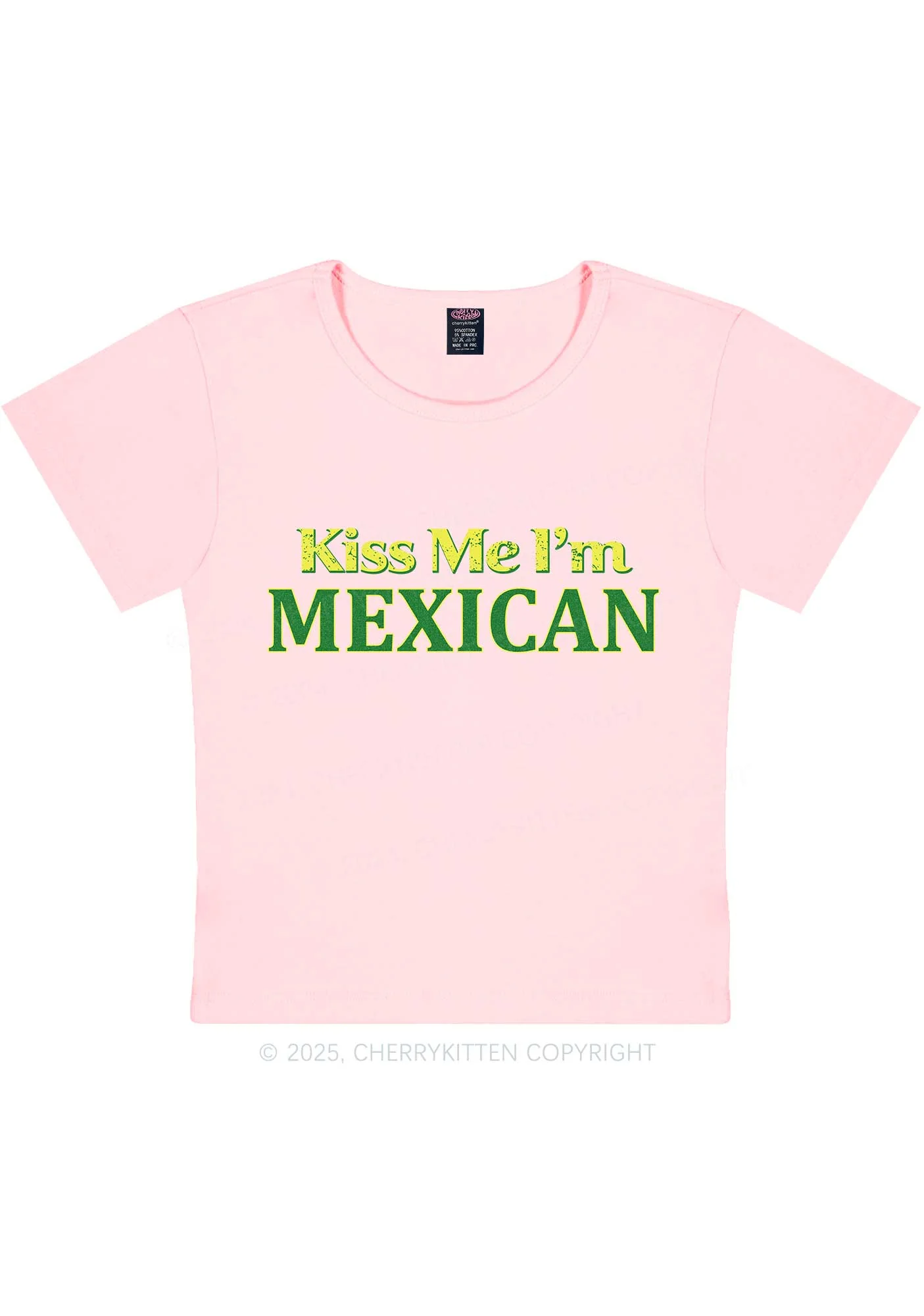 Kiss Me Im Mexican St Patricks Y2K Baby Tee Cherrykitten - Image 9