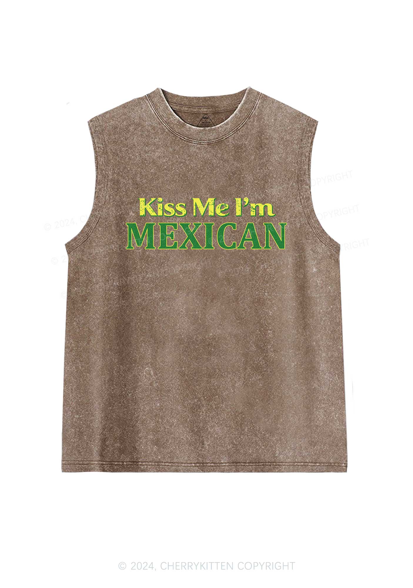 Kiss Me Im Mexican St Patricks Y2K Washed Tank Cherrykitten - Image 5