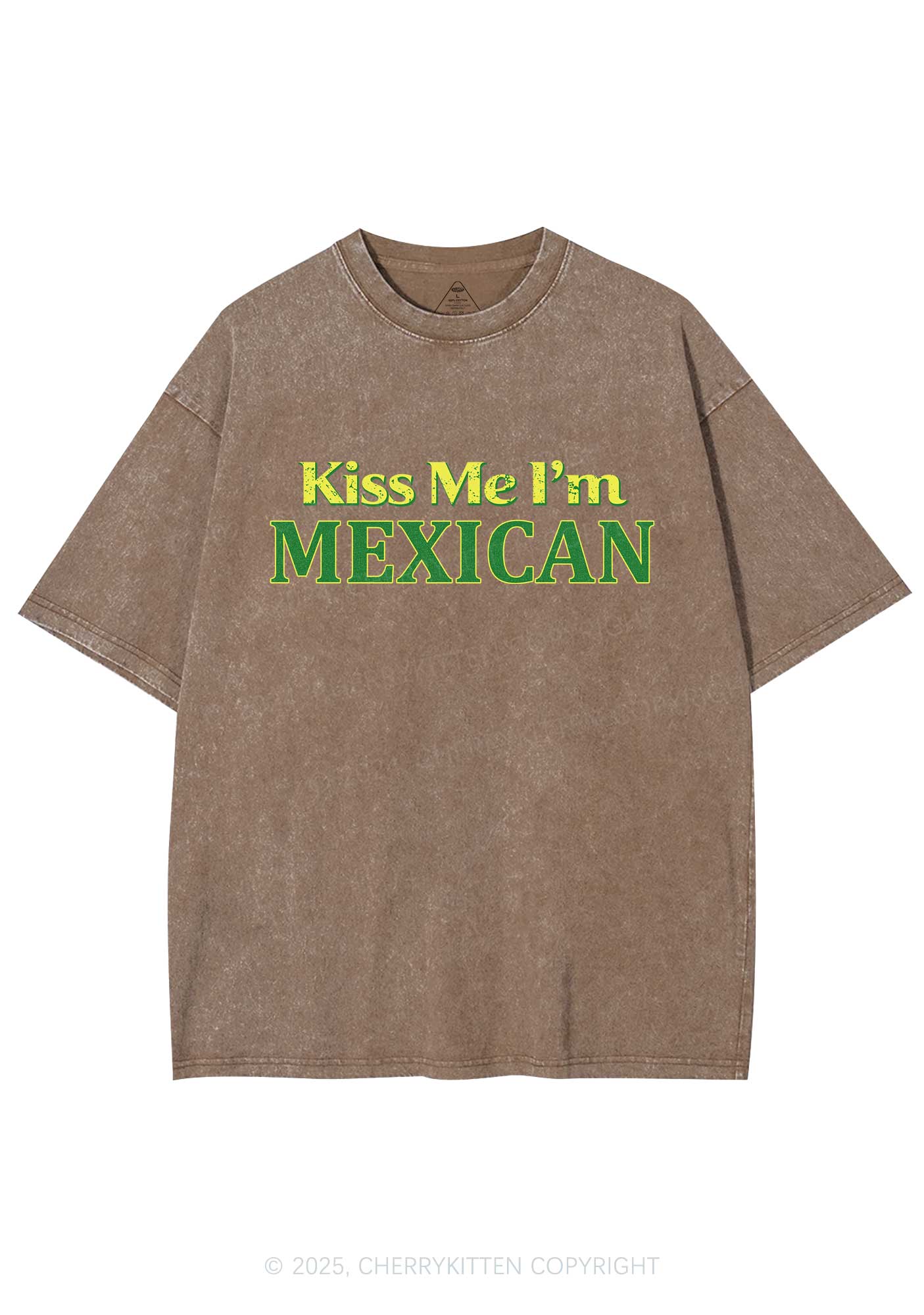 Kiss Me Im Mexican St Patricks Y2K Washed Tee Cherrykitten - Image 8