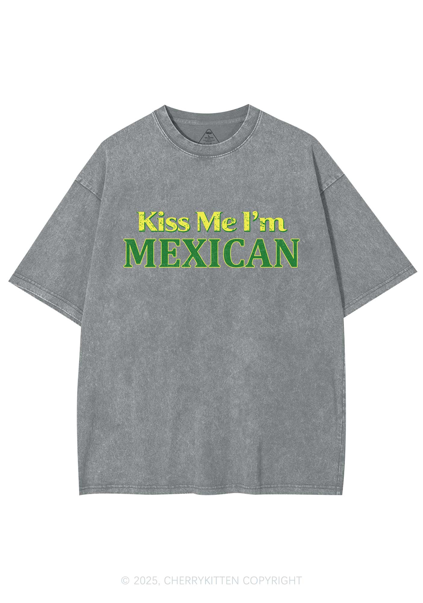 Kiss Me Im Mexican St Patricks Y2K Washed Tee Cherrykitten - Image 9