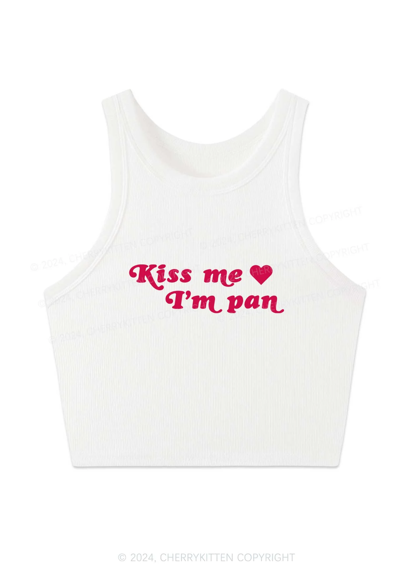 Kiss Me Im Pan Y2K Crop Tank Top Cherrykitten - Image 2
