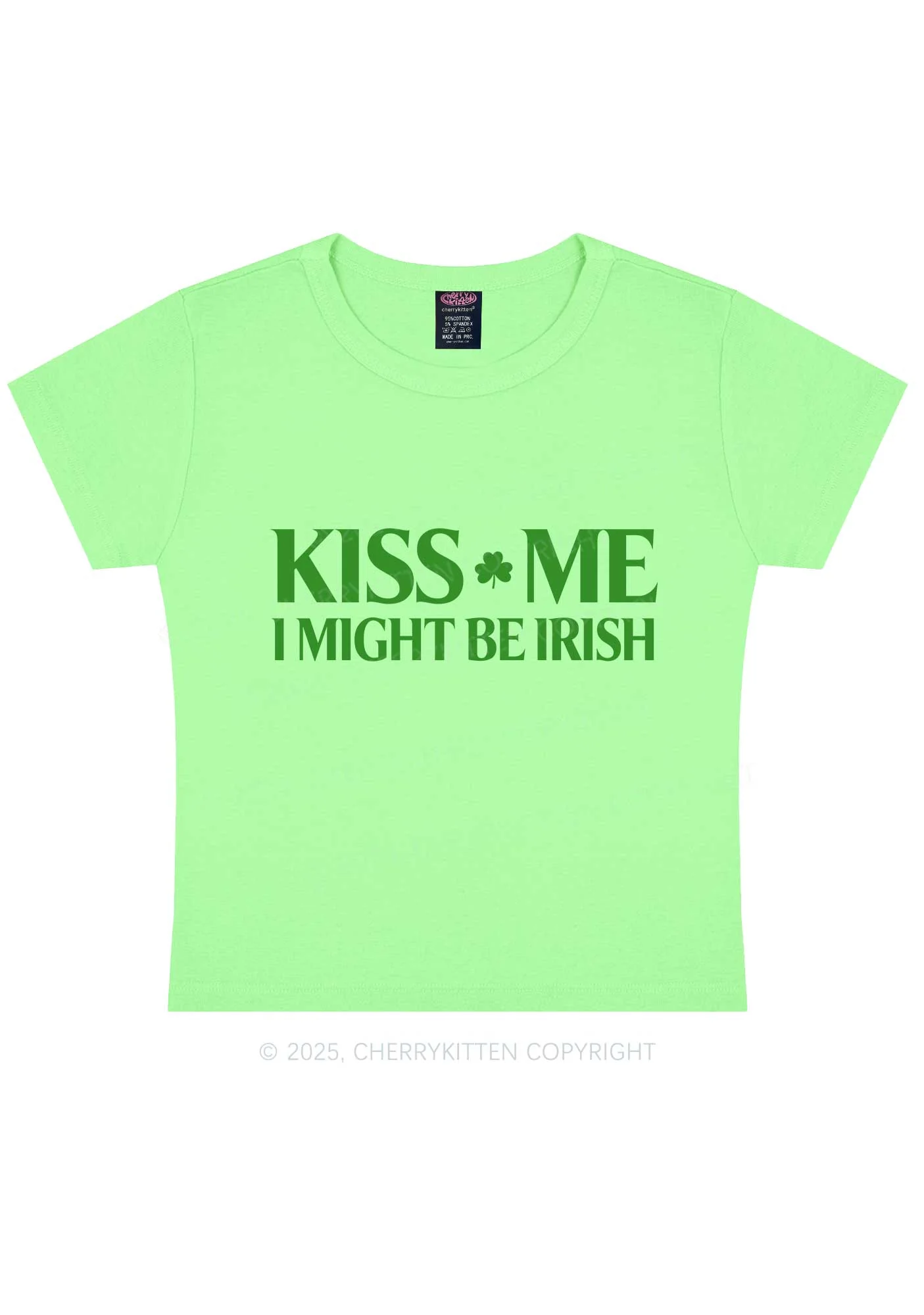 Kiss Me St Patricks Y2K Baby Tee Cherrykitten - Image 10