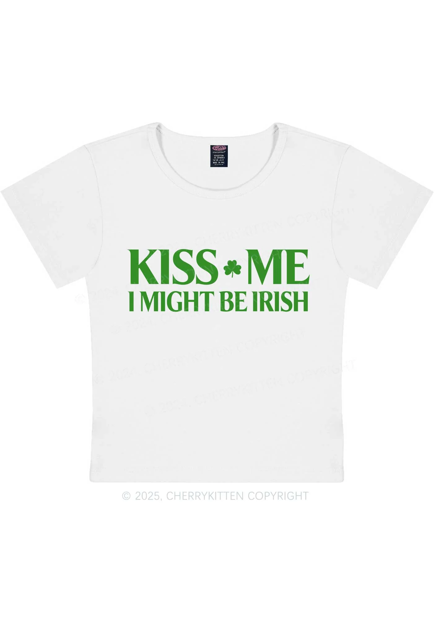 Kiss Me St Patricks Y2K Baby Tee Cherrykitten - Image 4