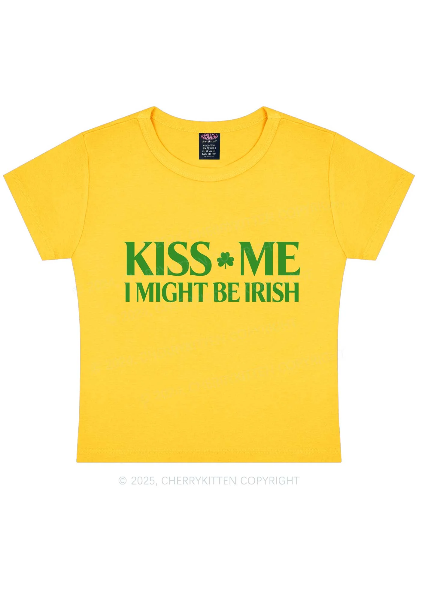 Kiss Me St Patricks Y2K Baby Tee Cherrykitten - Image 5