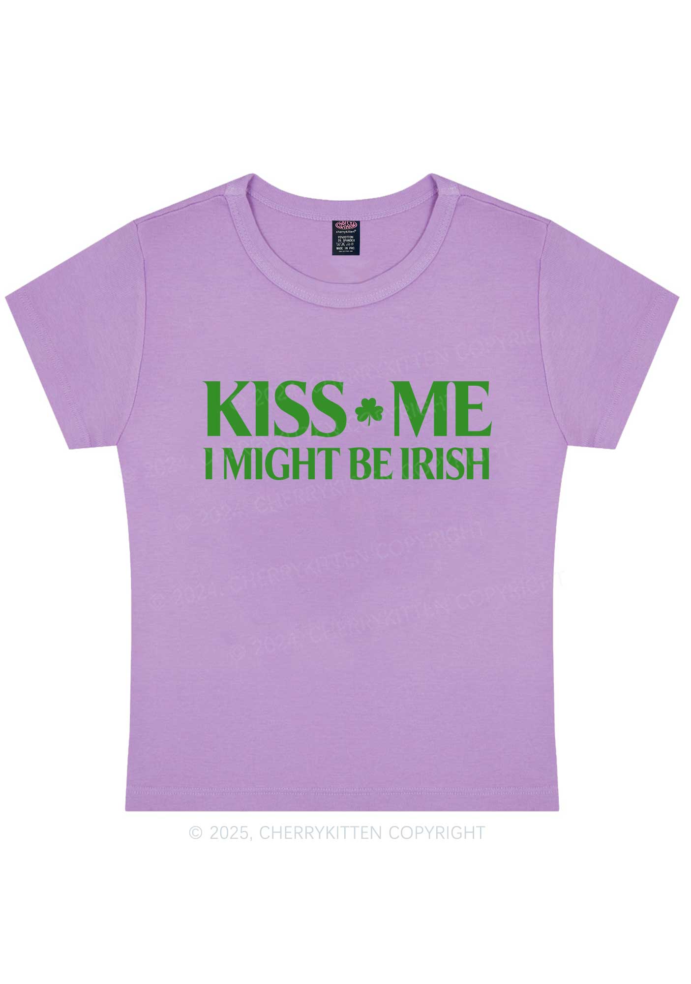 Kiss Me St Patricks Y2K Baby Tee Cherrykitten - Image 6
