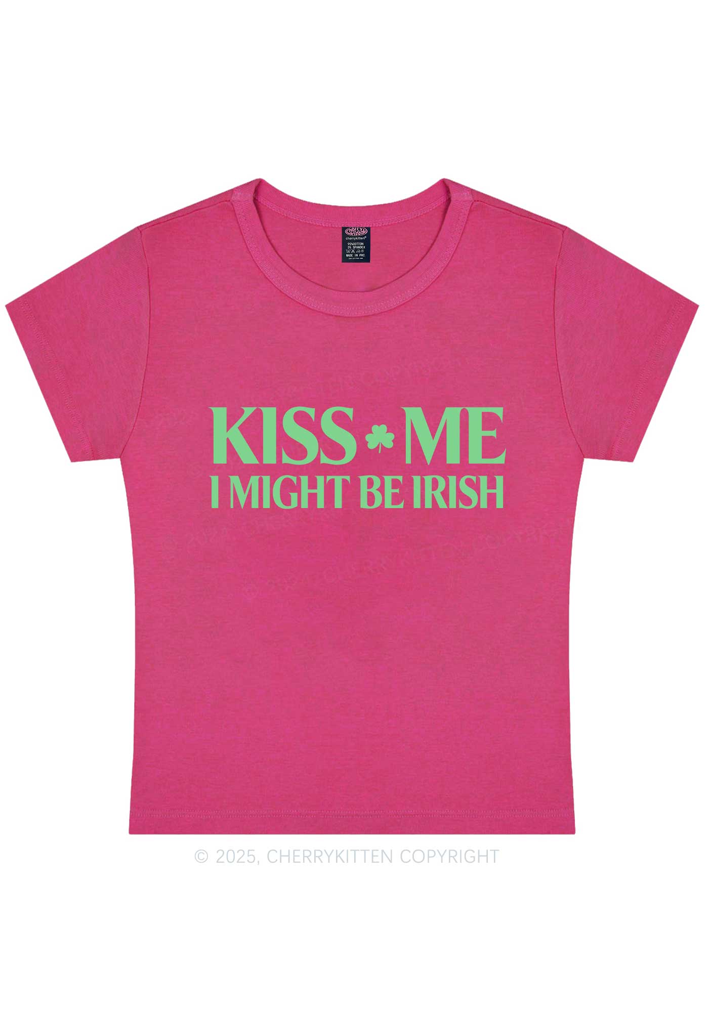 Kiss Me St Patricks Y2K Baby Tee Cherrykitten - Image 7