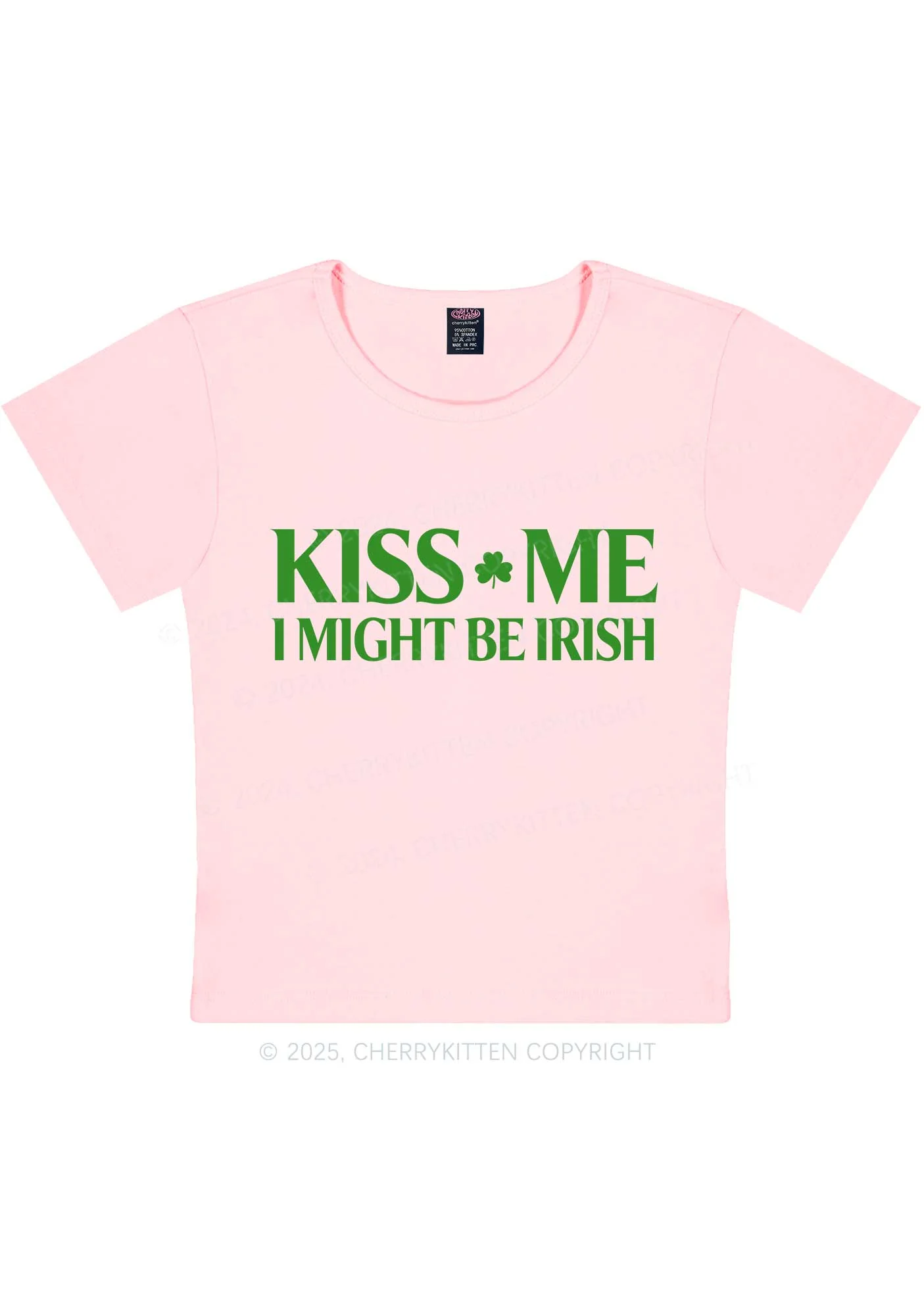 Kiss Me St Patricks Y2K Baby Tee Cherrykitten - Image 9