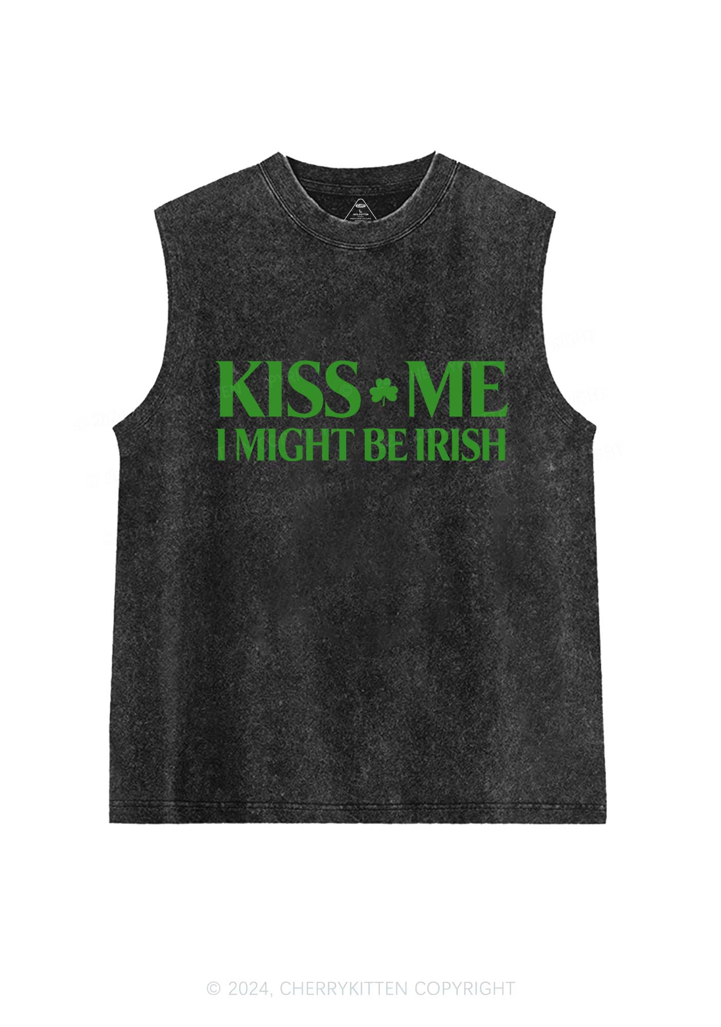 Kiss Me St Patricks Y2K Washed Tank Cherrykitten - Image 3