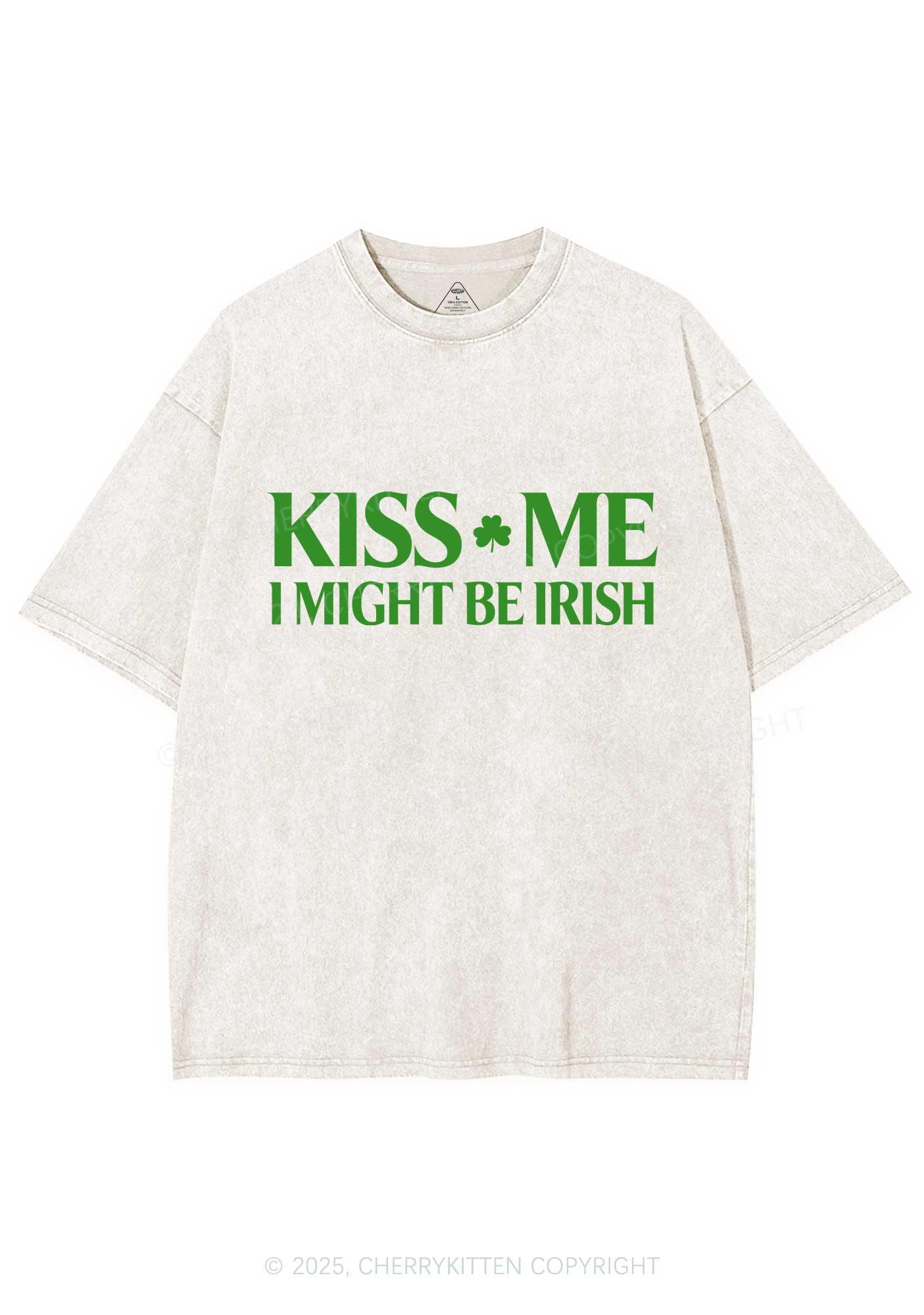 Kiss Me St Patricks Y2K Washed Tee Cherrykitten - Image 4