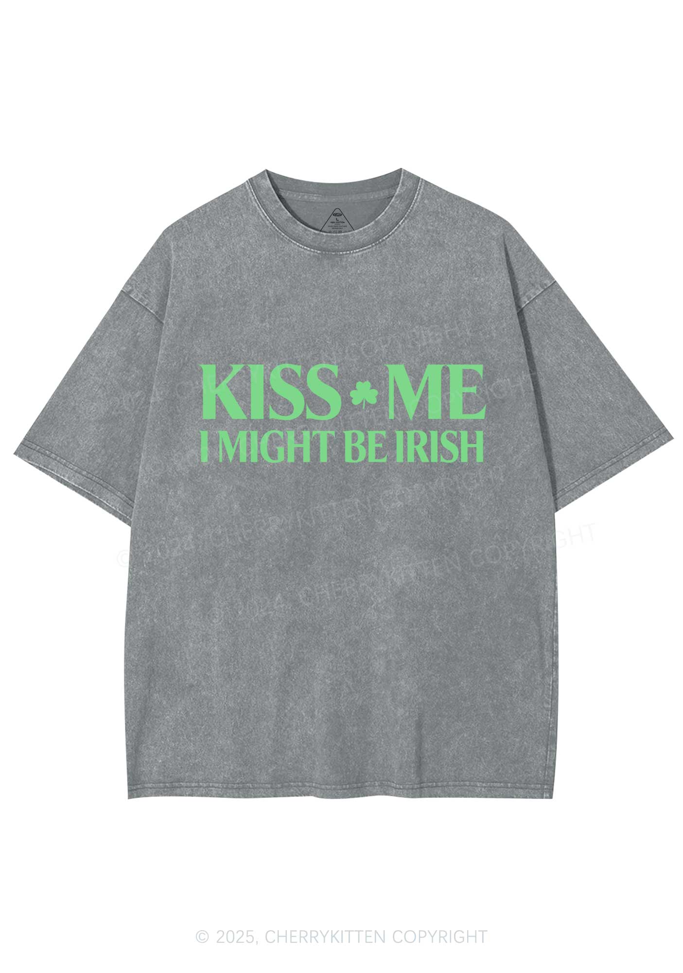 Kiss Me St Patricks Y2K Washed Tee Cherrykitten - Image 9