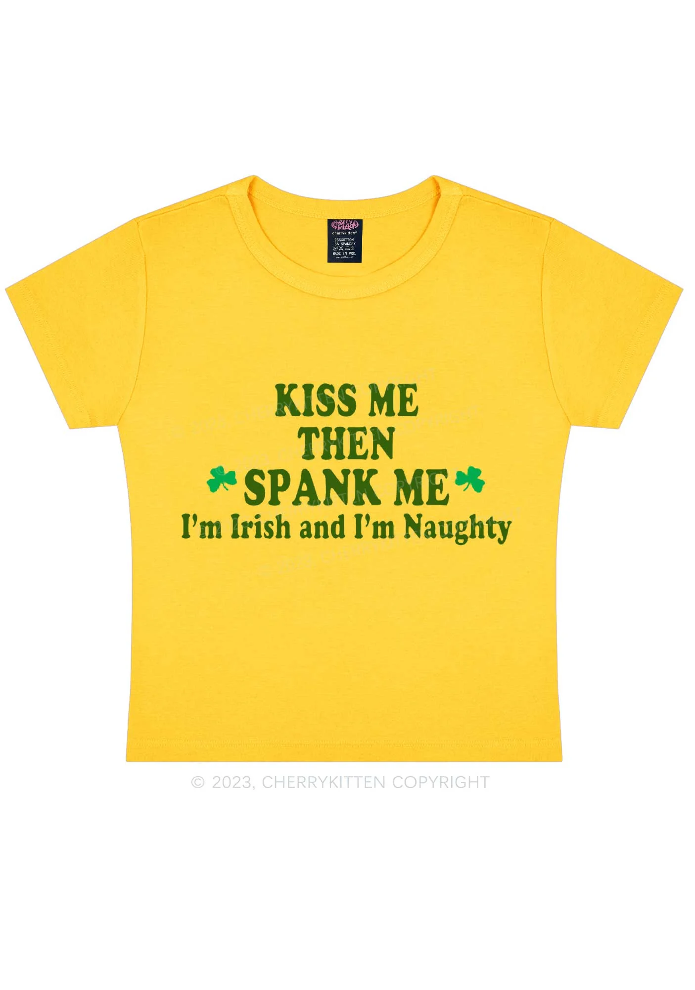 Kiss Me Then Spank Me St Patricks Y2K Baby Tee Cherrykitten - Image 5
