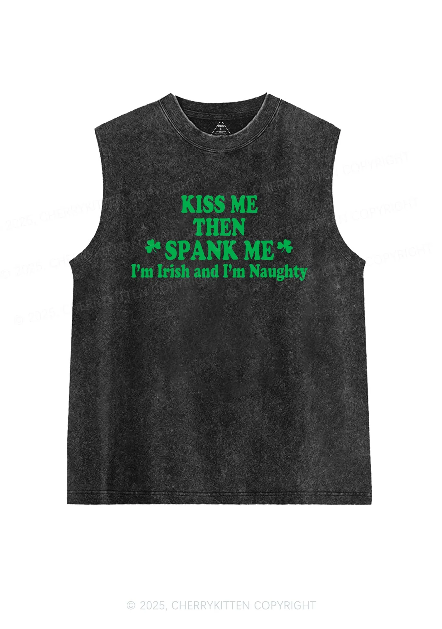 Kiss Me Then Spank Me St Patricks Y2K Washed Tank Cherrykitten - Image 3