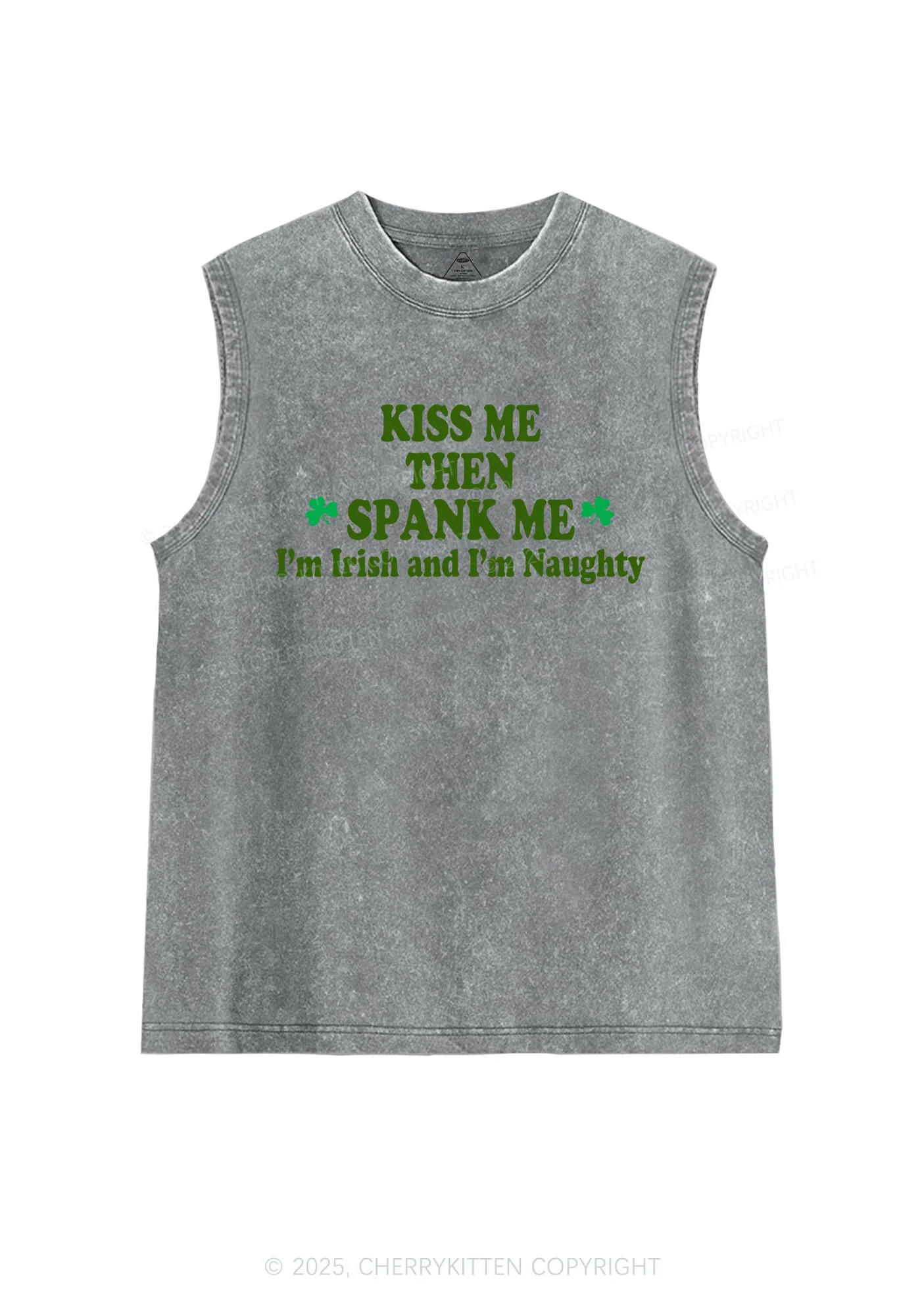Kiss Me Then Spank Me St Patricks Y2K Washed Tank Cherrykitten - Image 5