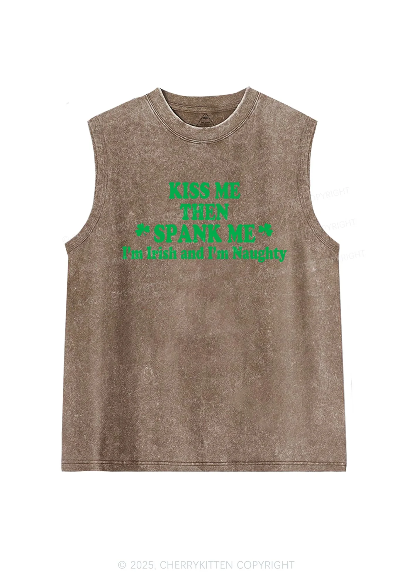 Kiss Me Then Spank Me St Patricks Y2K Washed Tank Cherrykitten - Image 6