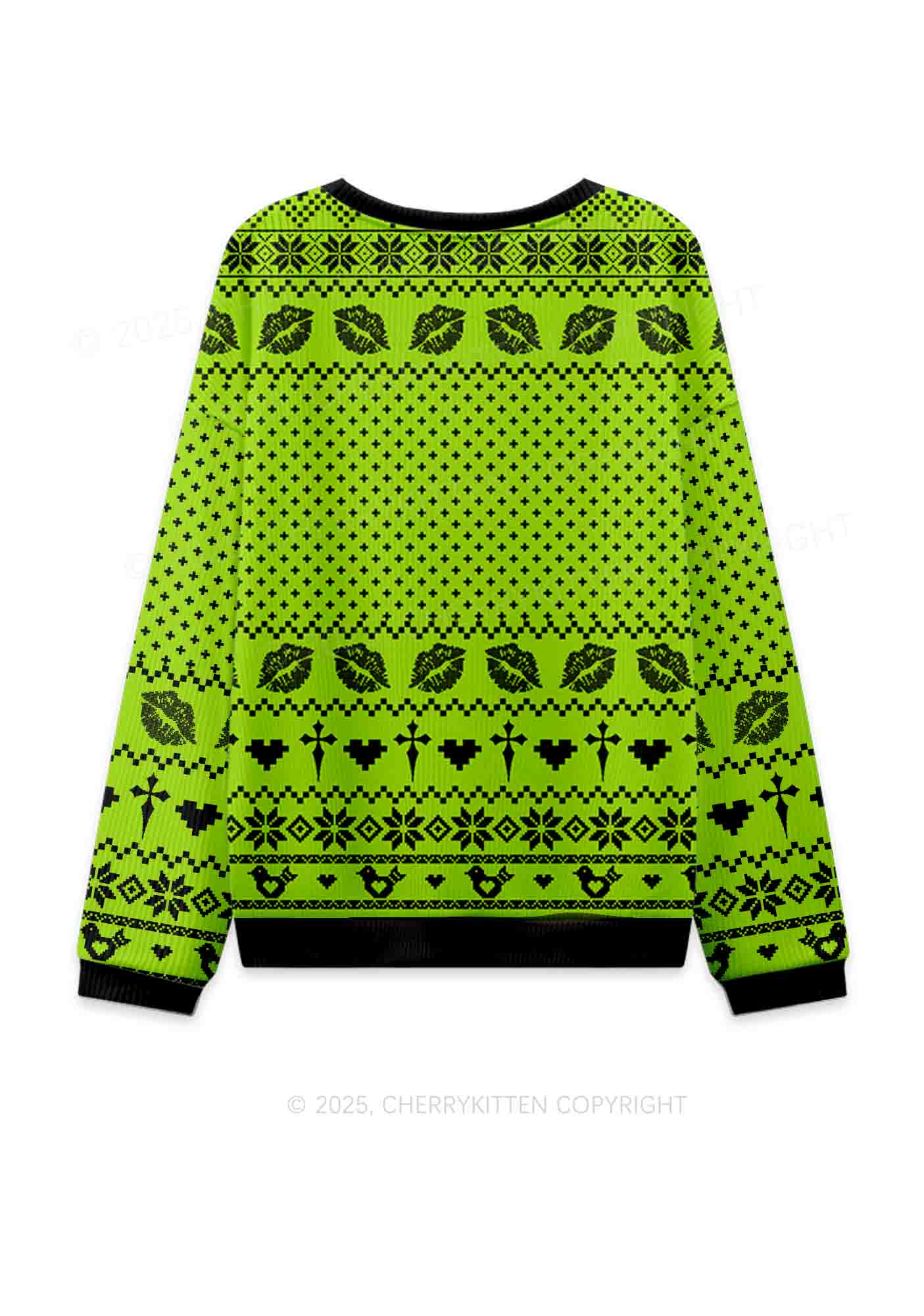 Kiss More Girls Pride Y2K Christmas Knit Sweatshirt Cherrykitten - Image 2