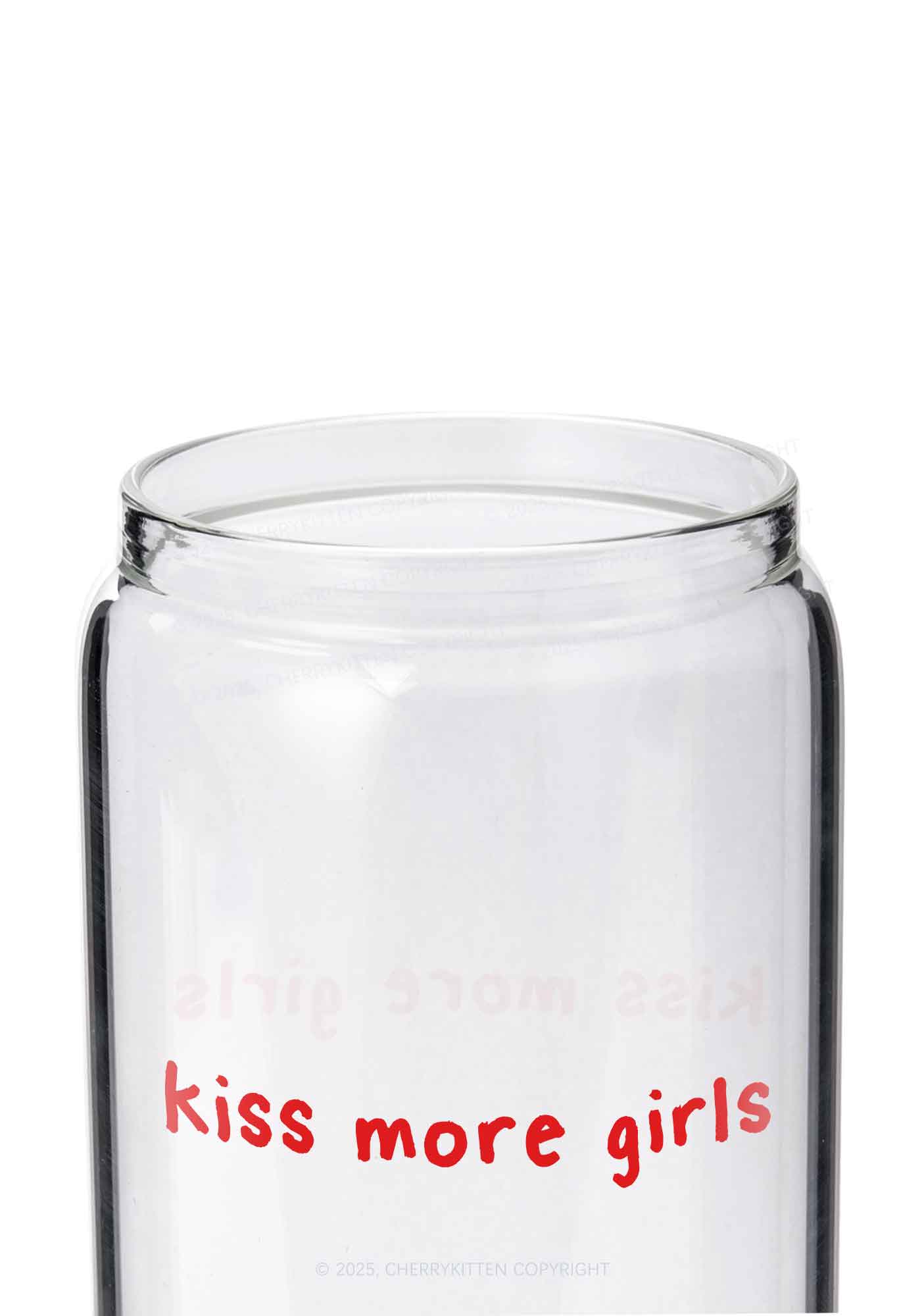 Kiss More Girls Pride Y2K Printed Glass Cup Cherrykitten - Image 2
