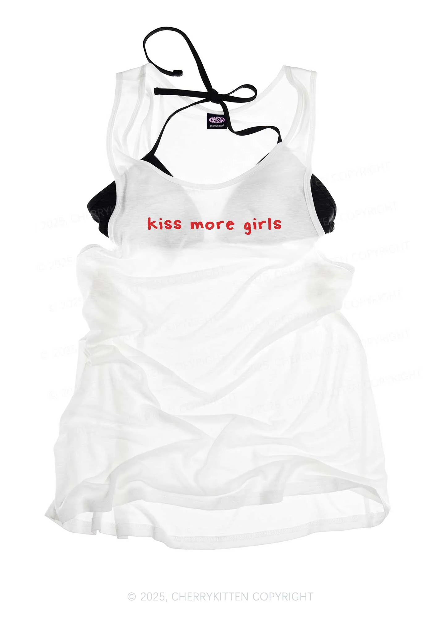 Kiss More Girls Pride Y2K Sheer Boyfriend Tank Cherrykitten - Image 3
