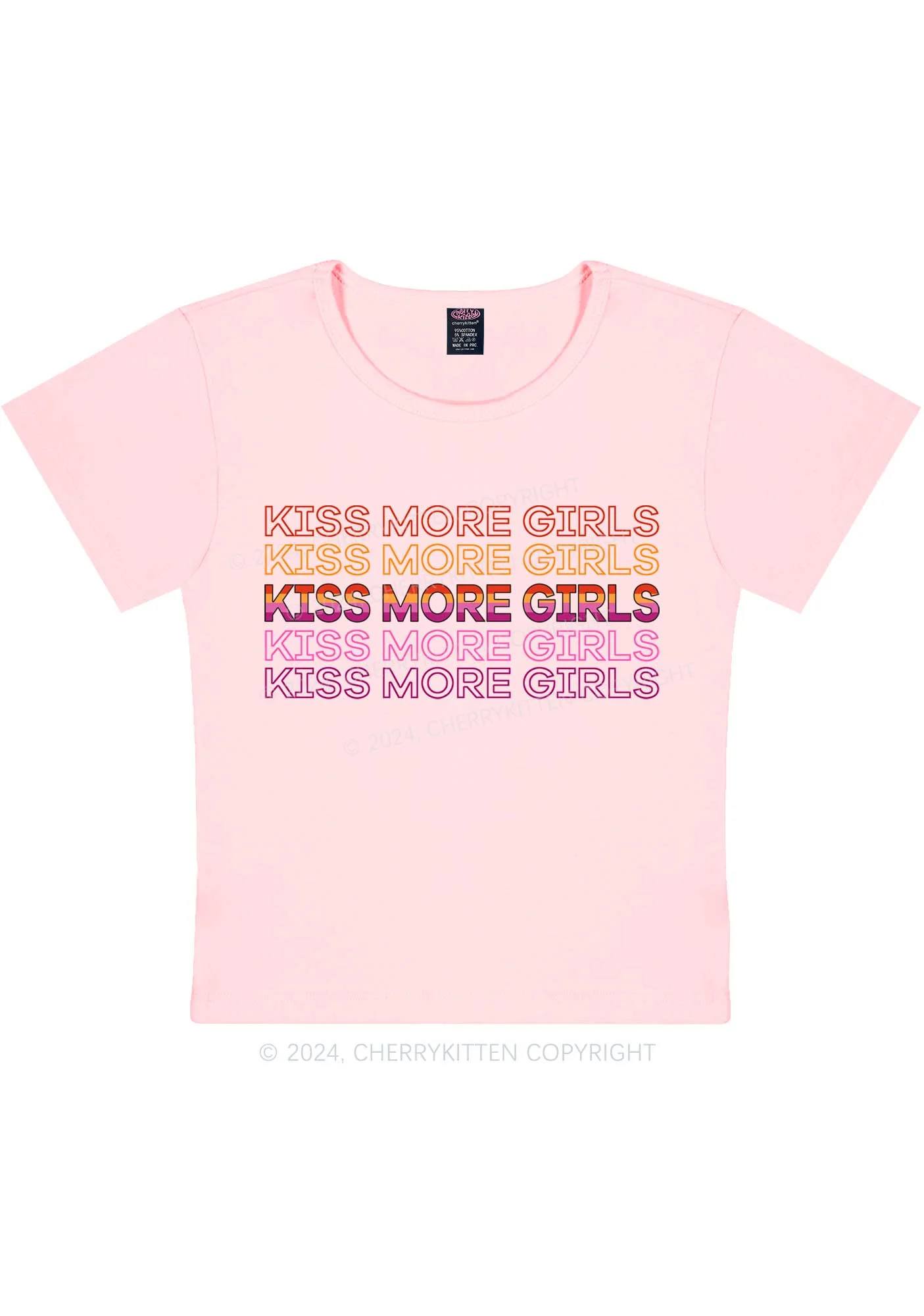 Kiss More Girls Y2K Baby Tee Cherrykitten - Image 2