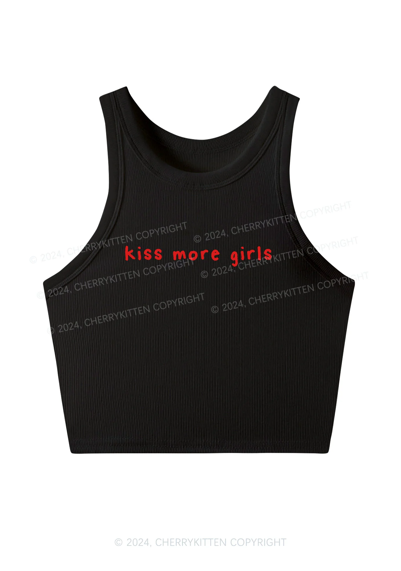 Kiss More Girls Y2K Crop Tank Top Cherrykitten - Image 3