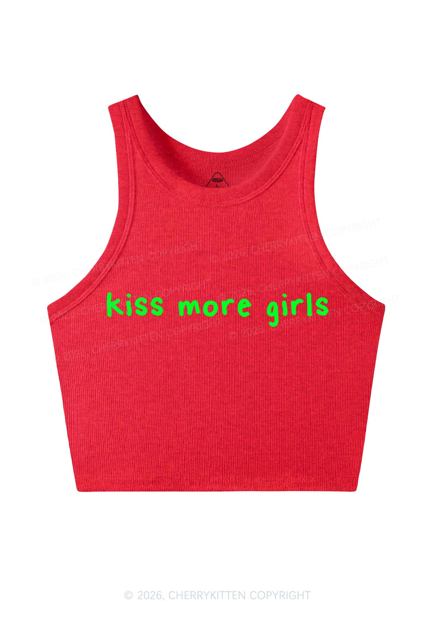Kiss More Girls Y2K Crop Tank Top Cherrykitten - Image 4