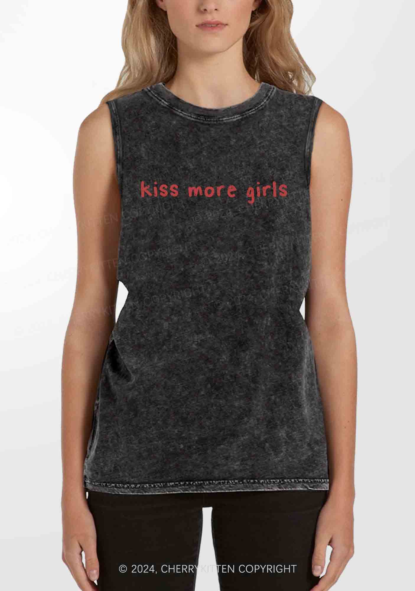 Kiss More Girls Y2K Washed Tank Cherrykitten - Image 2