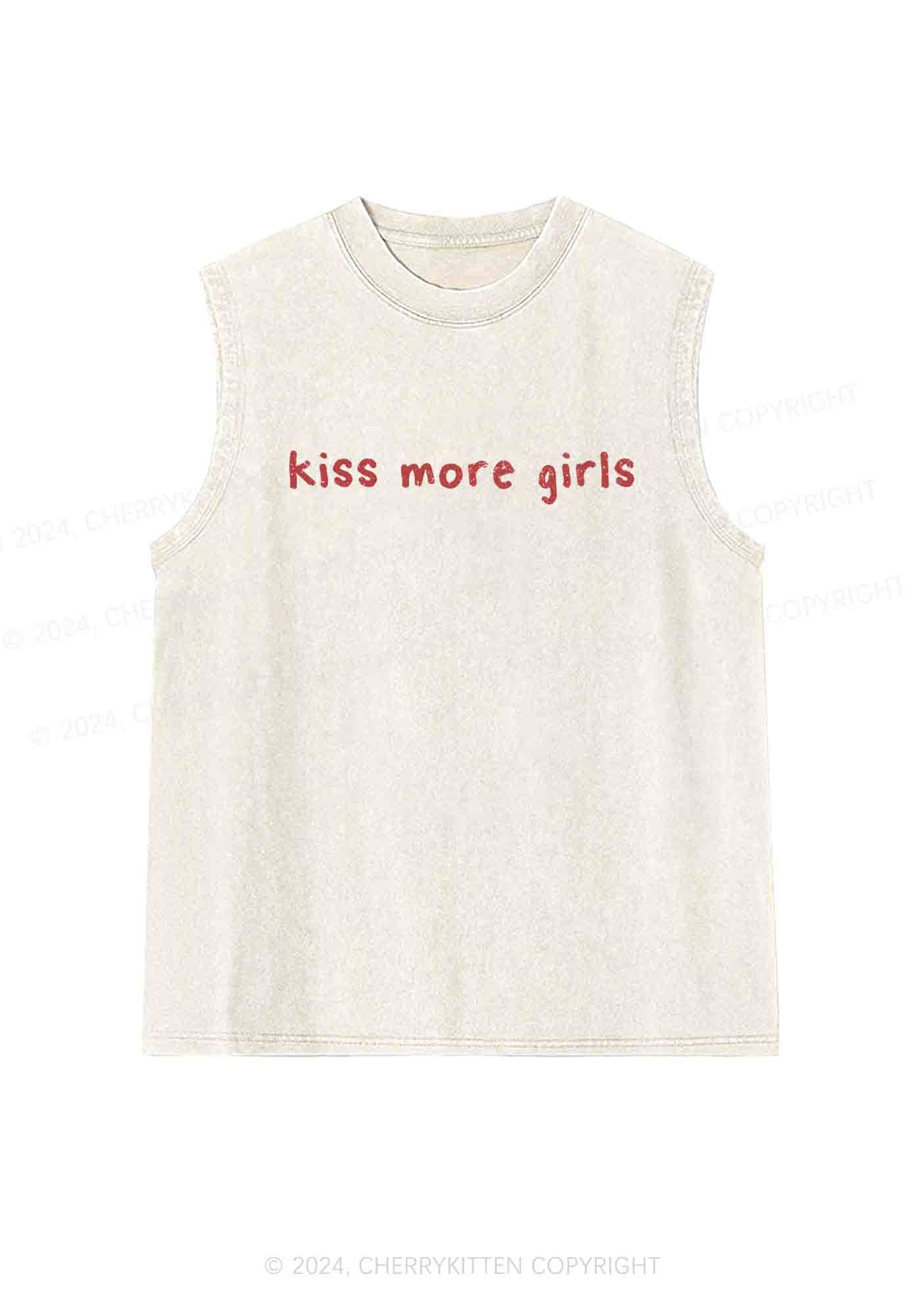 Kiss More Girls Y2K Washed Tank Cherrykitten - Image 3