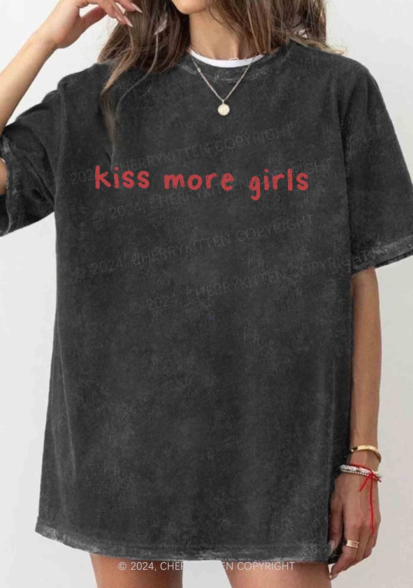 Kiss More Girls Y2K Washed Tee Cherrykitten - Image 2