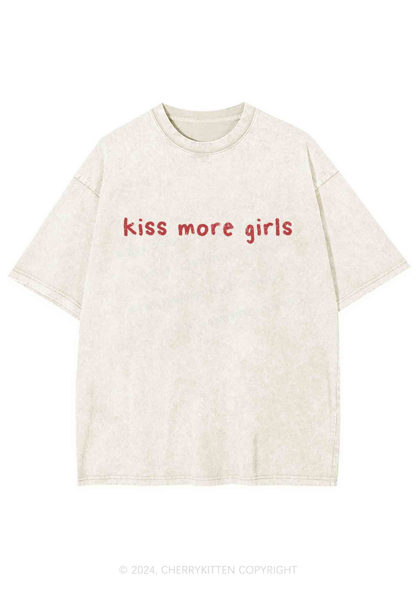 Kiss More Girls Y2K Washed Tee Cherrykitten - Image 4