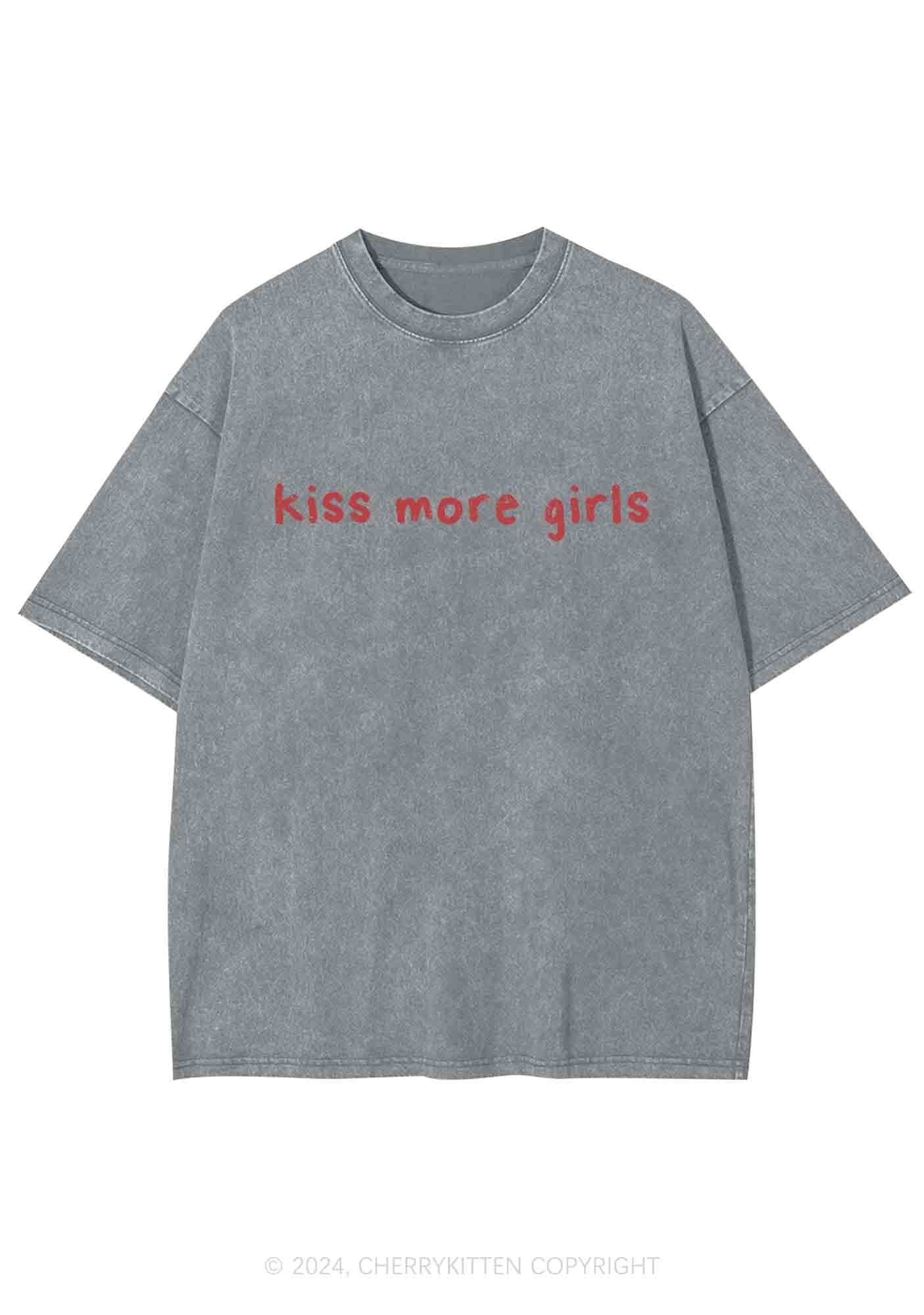Kiss More Girls Y2K Washed Tee Cherrykitten - Image 7