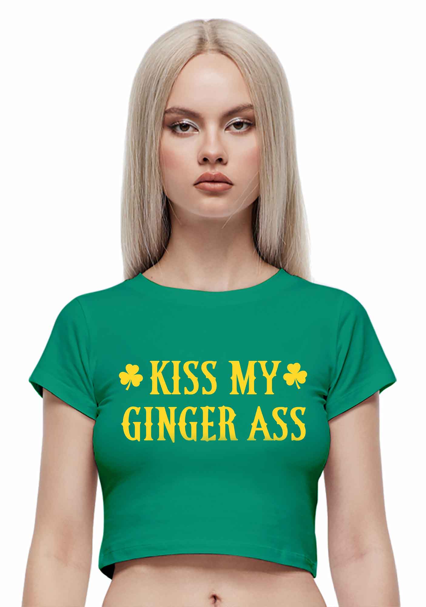 Kiss My Ginger Axx St Patricks Y2K Baby Tee Cherrykitten - Image 2