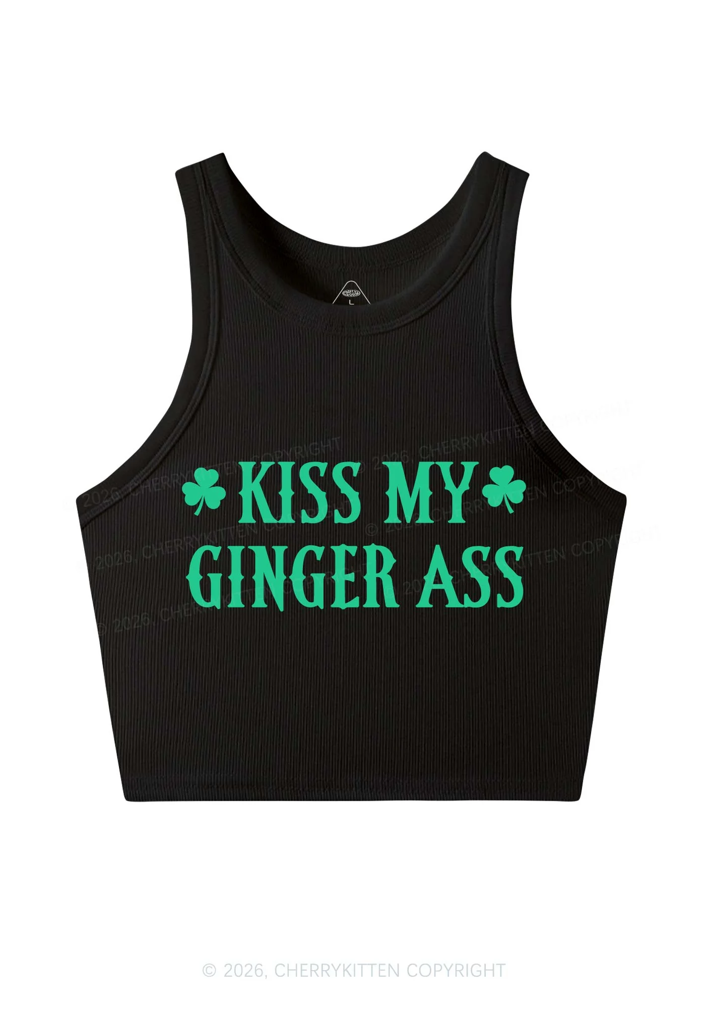 Kiss My Ginger Axx St Patricks Y2K Crop Tank Top Cherrykitten - Image 3