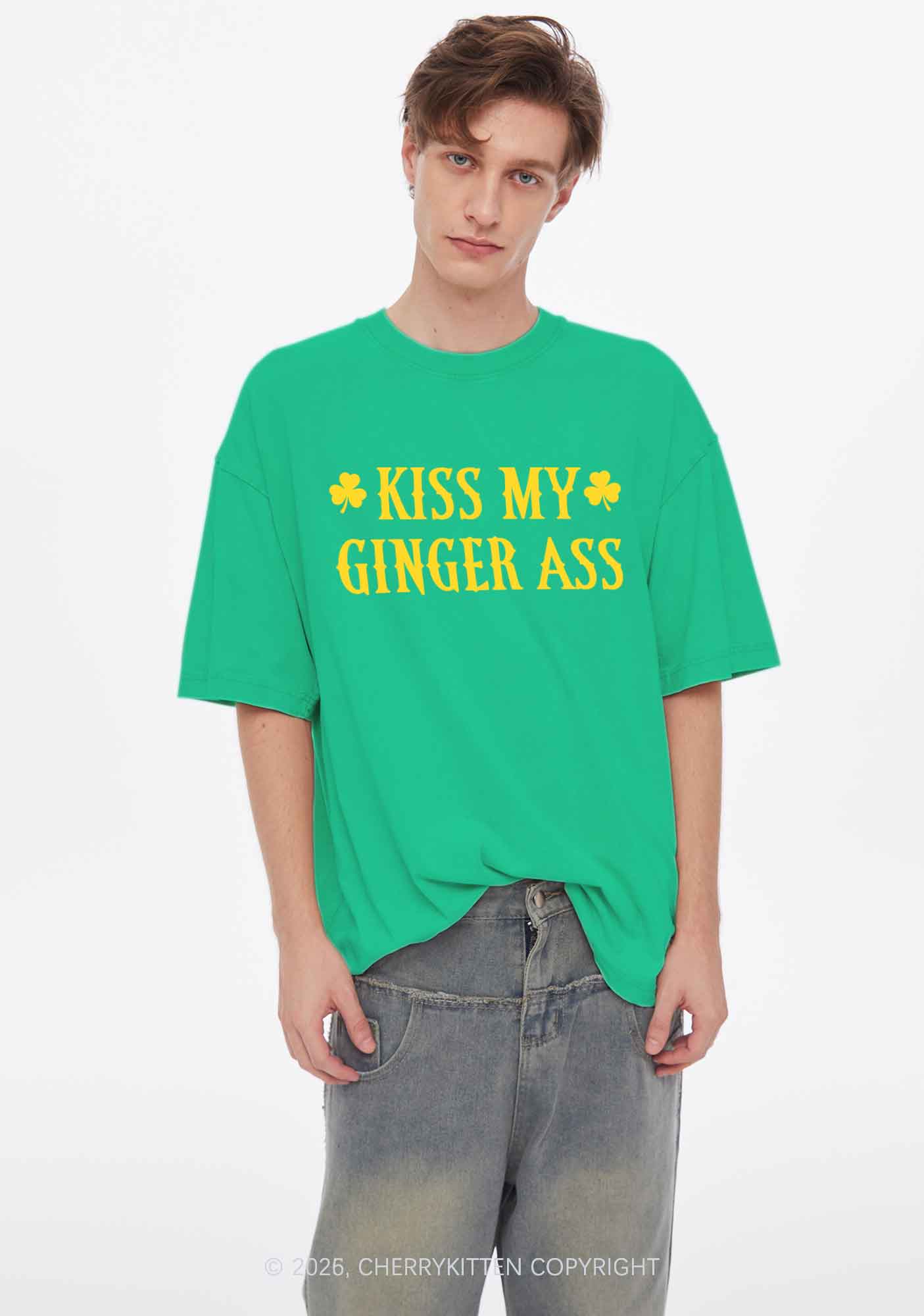 Kiss My Ginger Axx St Patricks Y2K Shirts Washed Tee Cherrykitten - Image 2