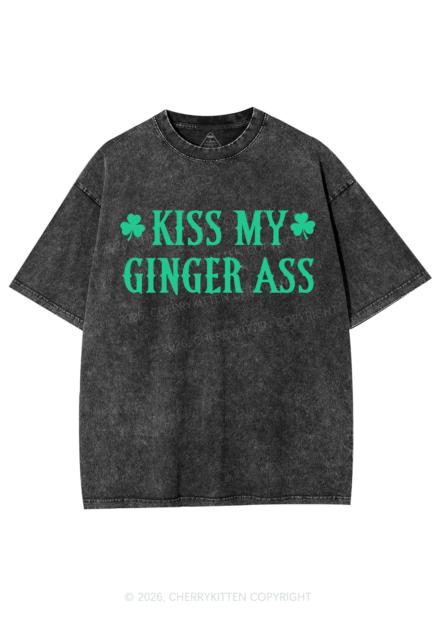 Kiss My Ginger Axx St Patricks Y2K Shirts Washed Tee Cherrykitten - Image 3