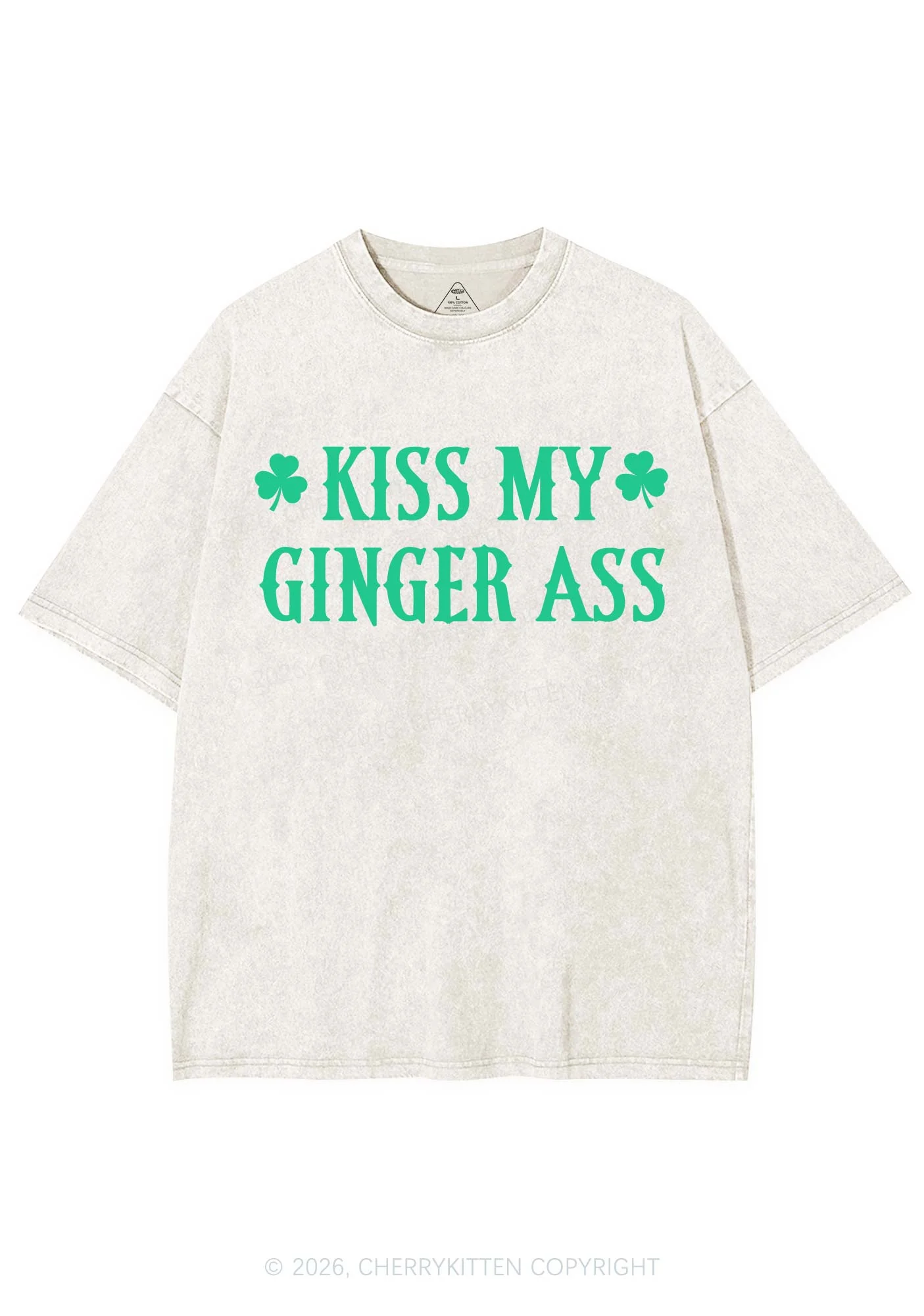 Kiss My Ginger Axx St Patricks Y2K Shirts Washed Tee Cherrykitten - Image 4