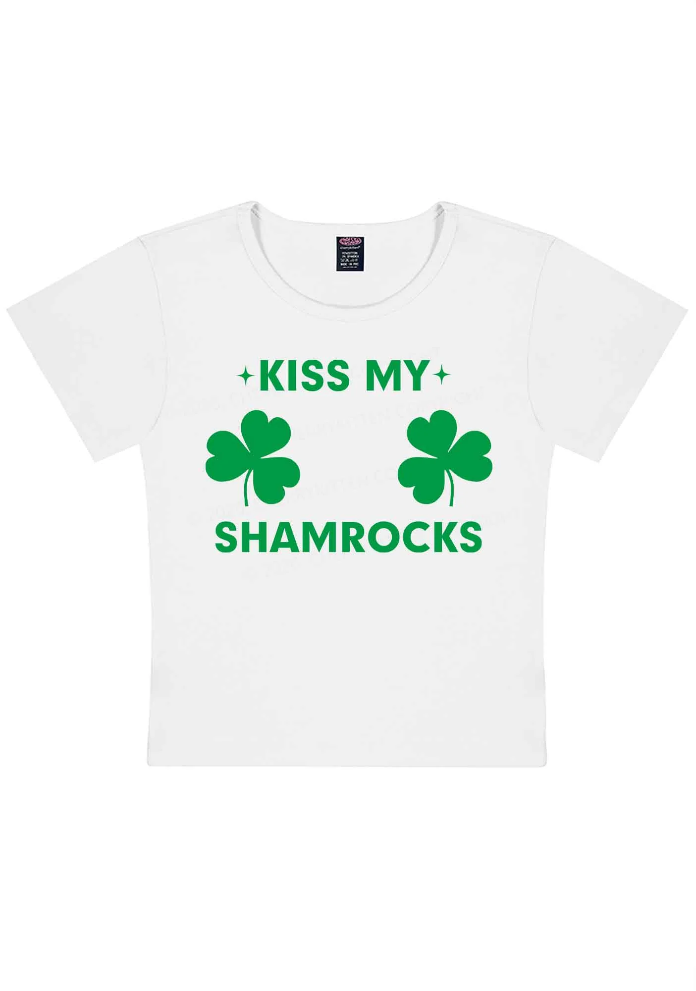 Kiss My Shamrocks St Patricks Y2K Baby Tee Cherrykitten - Image 4