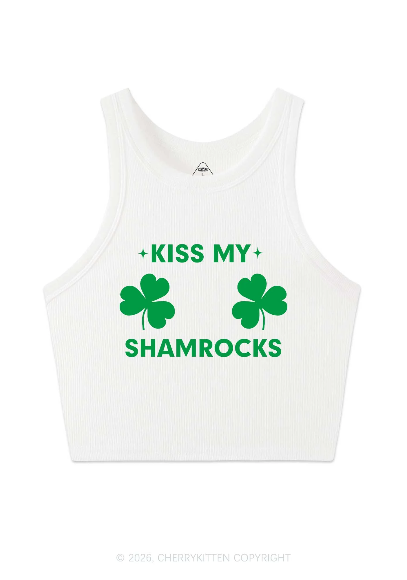 Kiss My Shamrocks St Patricks Y2K Crop Tank Top Cherrykitten - Image 3