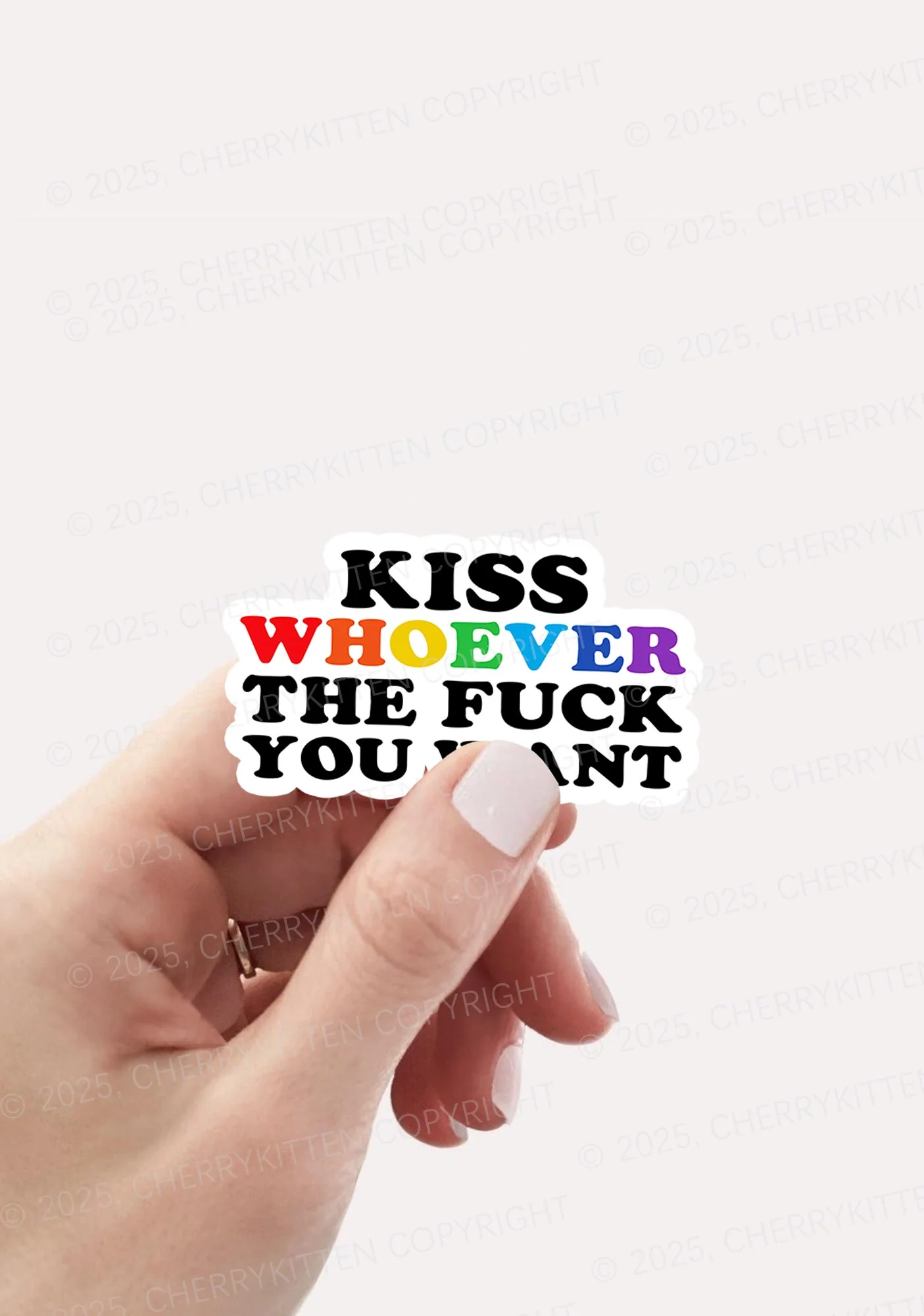 Kiss Whoever You Want Pride 1Pc Y2K Sticker Cherrykitten - Image 2