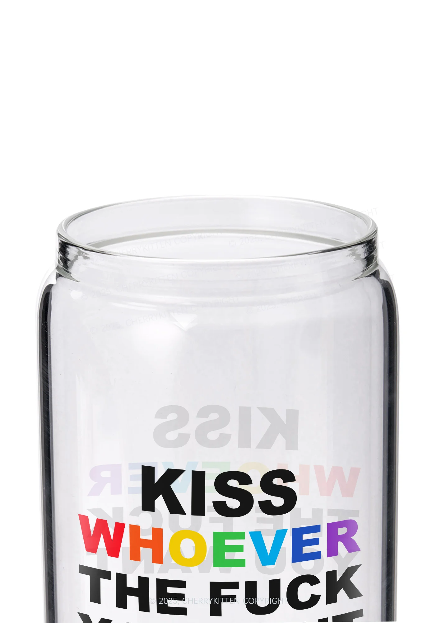 Kiss Whoever You Want Pride Y2K Printed Glass Cup Cherrykitten - Image 2