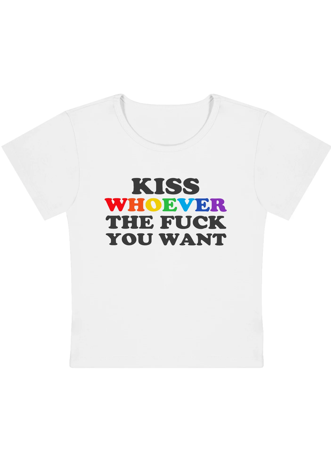 Kiss Whoever You Want Y2K Baby Tee - Image 2