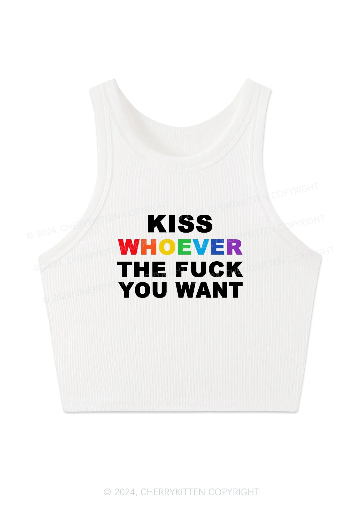 Kiss Whoever You Want Y2K Crop Tank Top Cherrykitten - Image 2