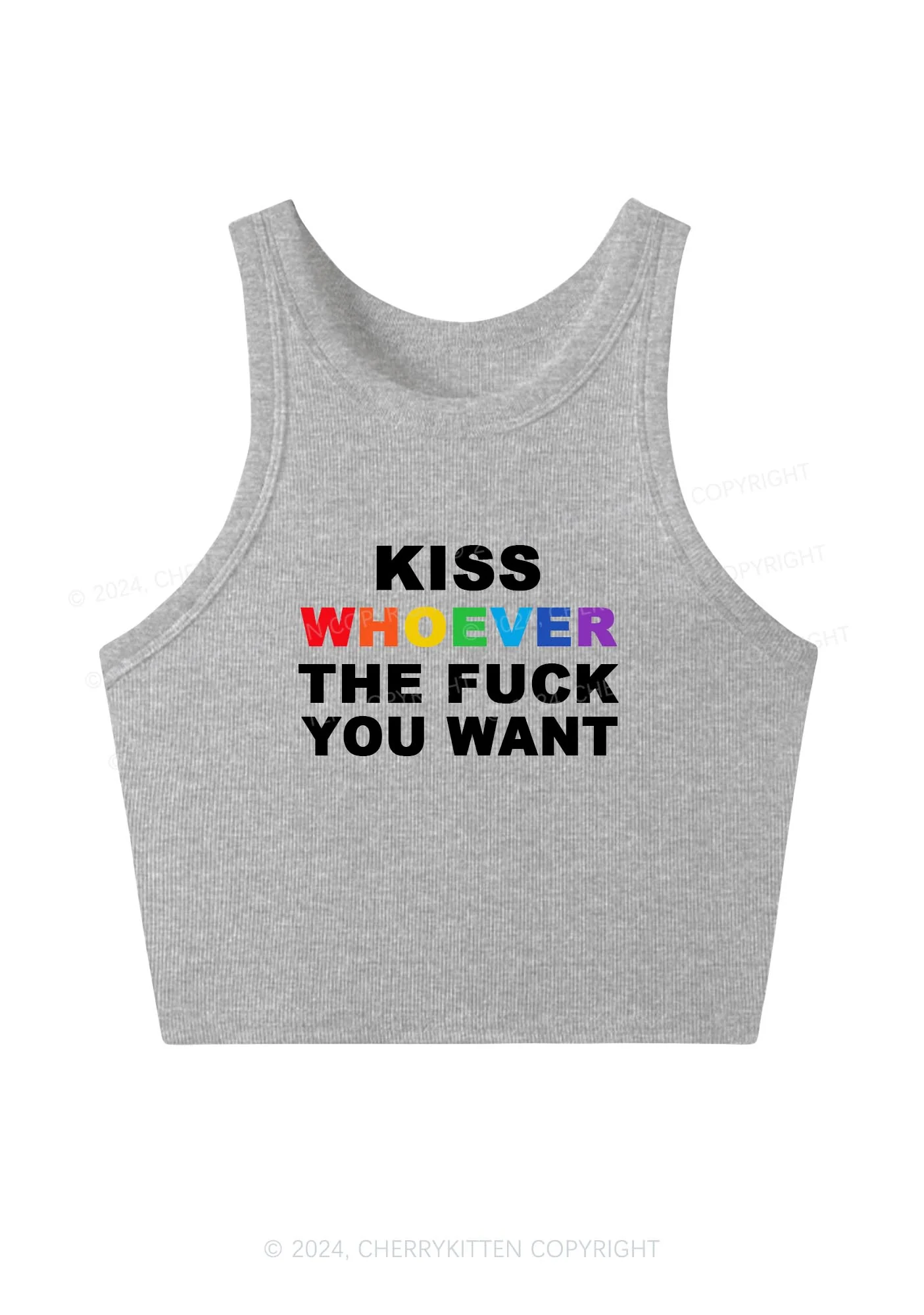 Kiss Whoever You Want Y2K Crop Tank Top Cherrykitten - Image 3