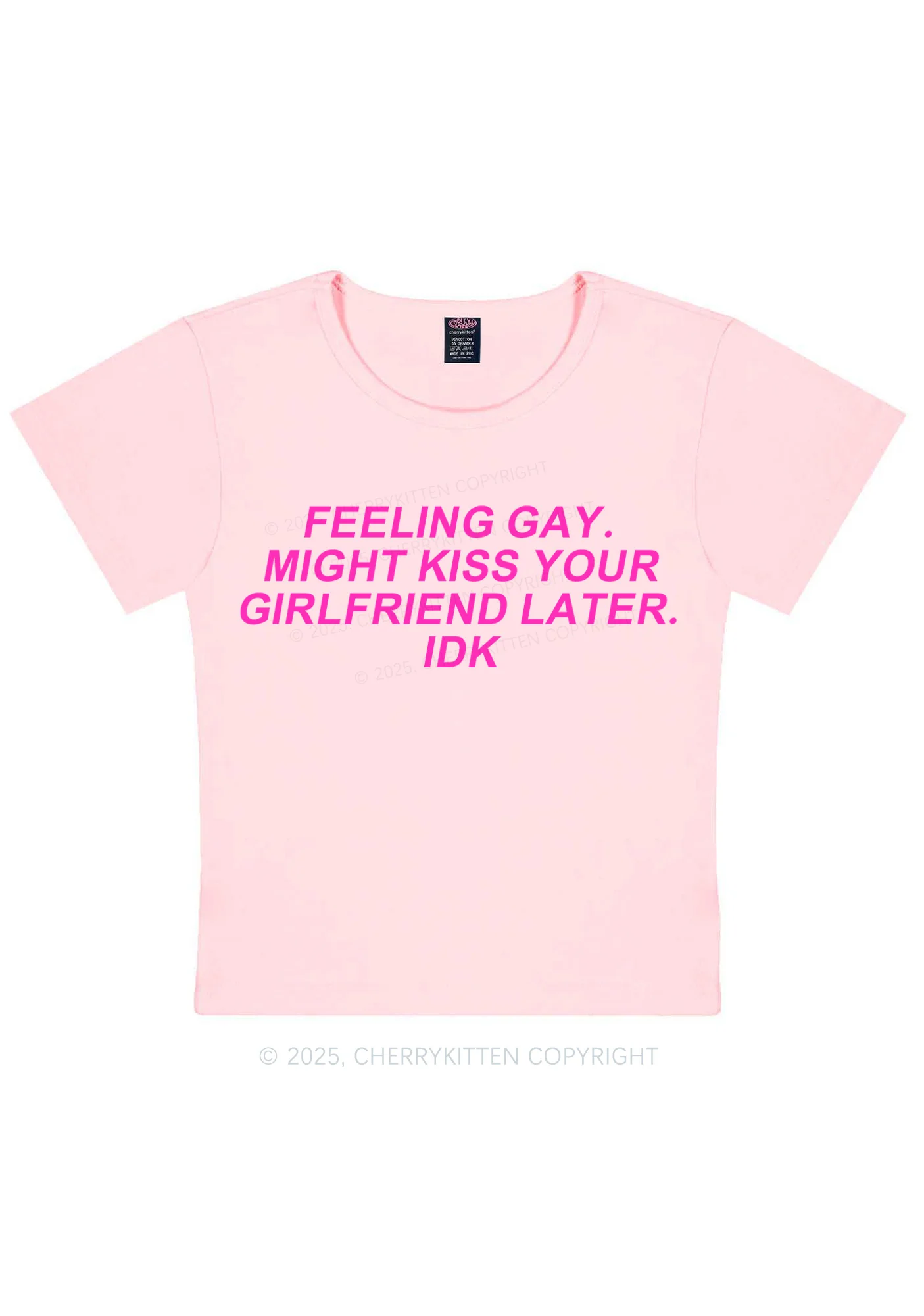 Kiss Your GF Later Pride Y2K Baby Tee Cherrykitten - Image 10