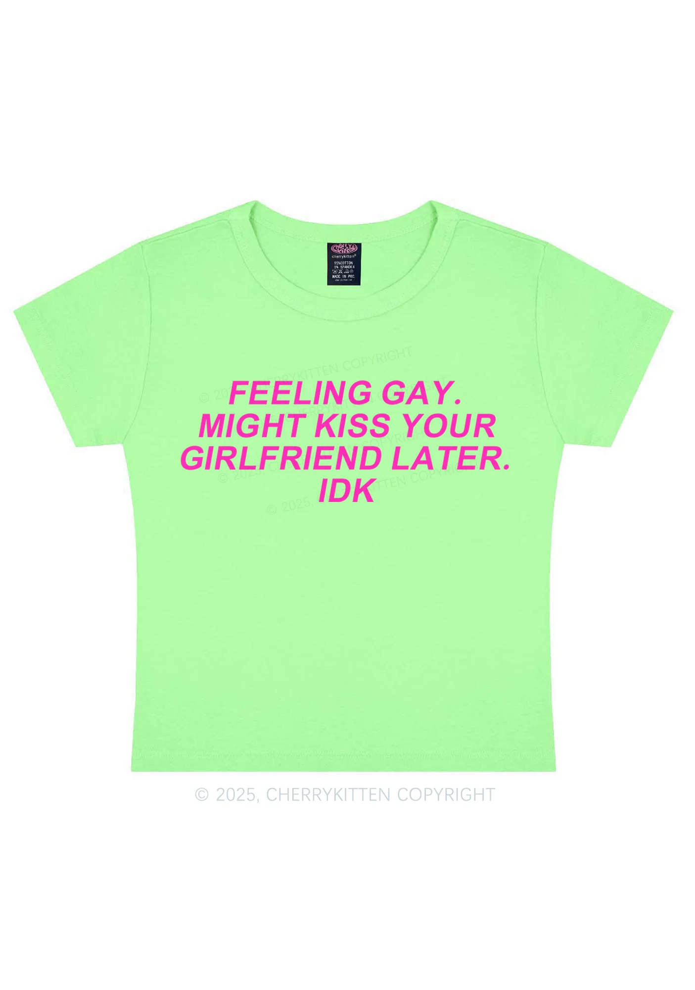 Kiss Your GF Later Pride Y2K Baby Tee Cherrykitten - Image 11